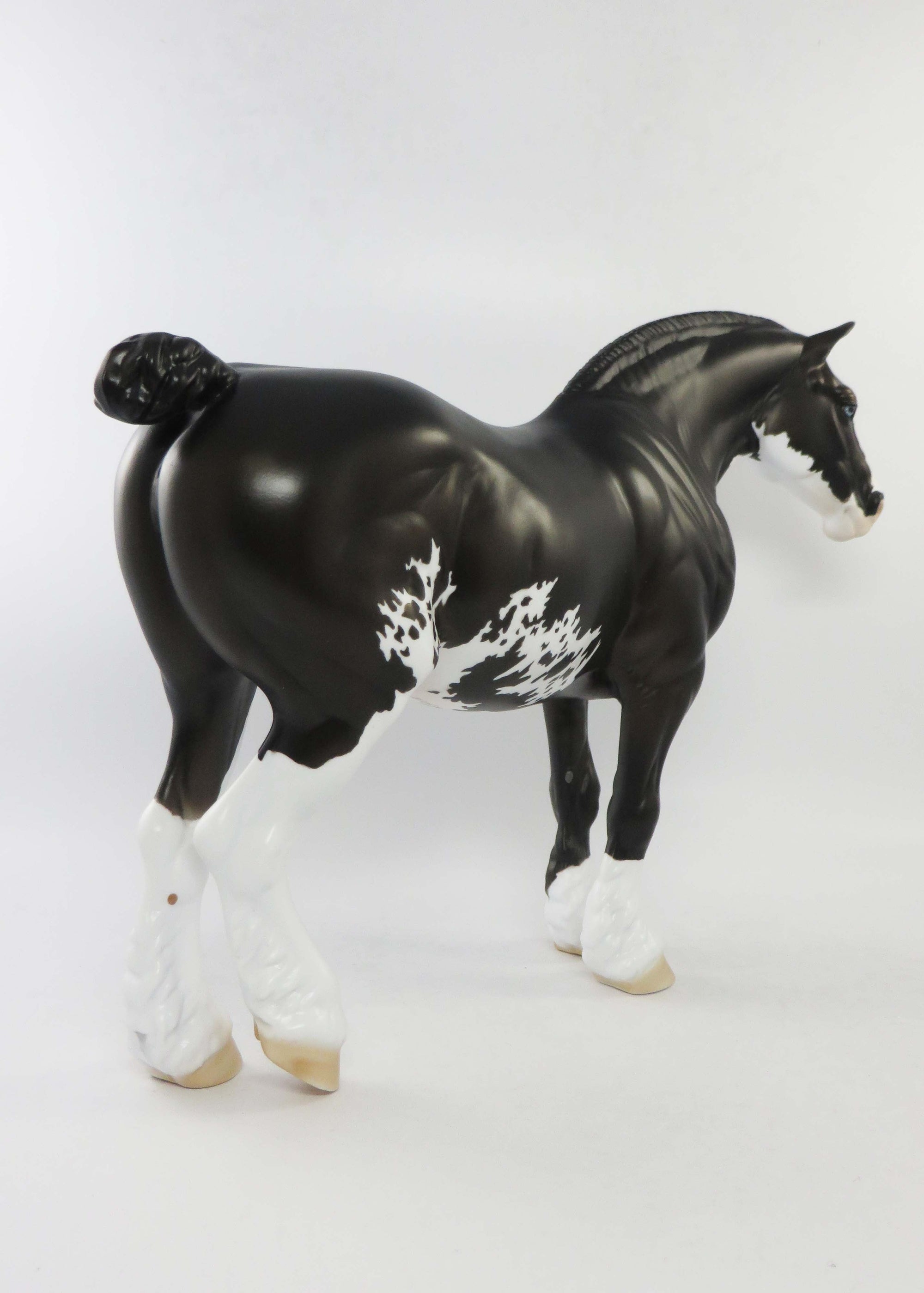 DEVINSHIRE-OOAK BLACK PINTO HEAVY DRAFT MARE MODEL HORSE BY DAWN QUICK EQ 2018