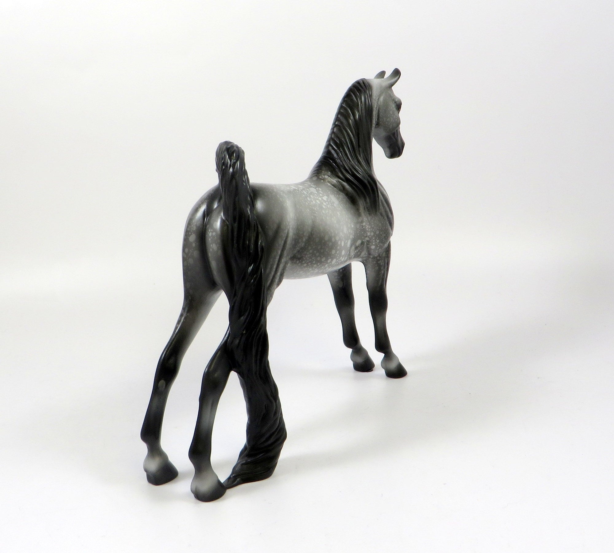 DAVA-OOAK DAPPLE GREY SADDLEBRED PEBBLE MODEL HORSE 8/6/19