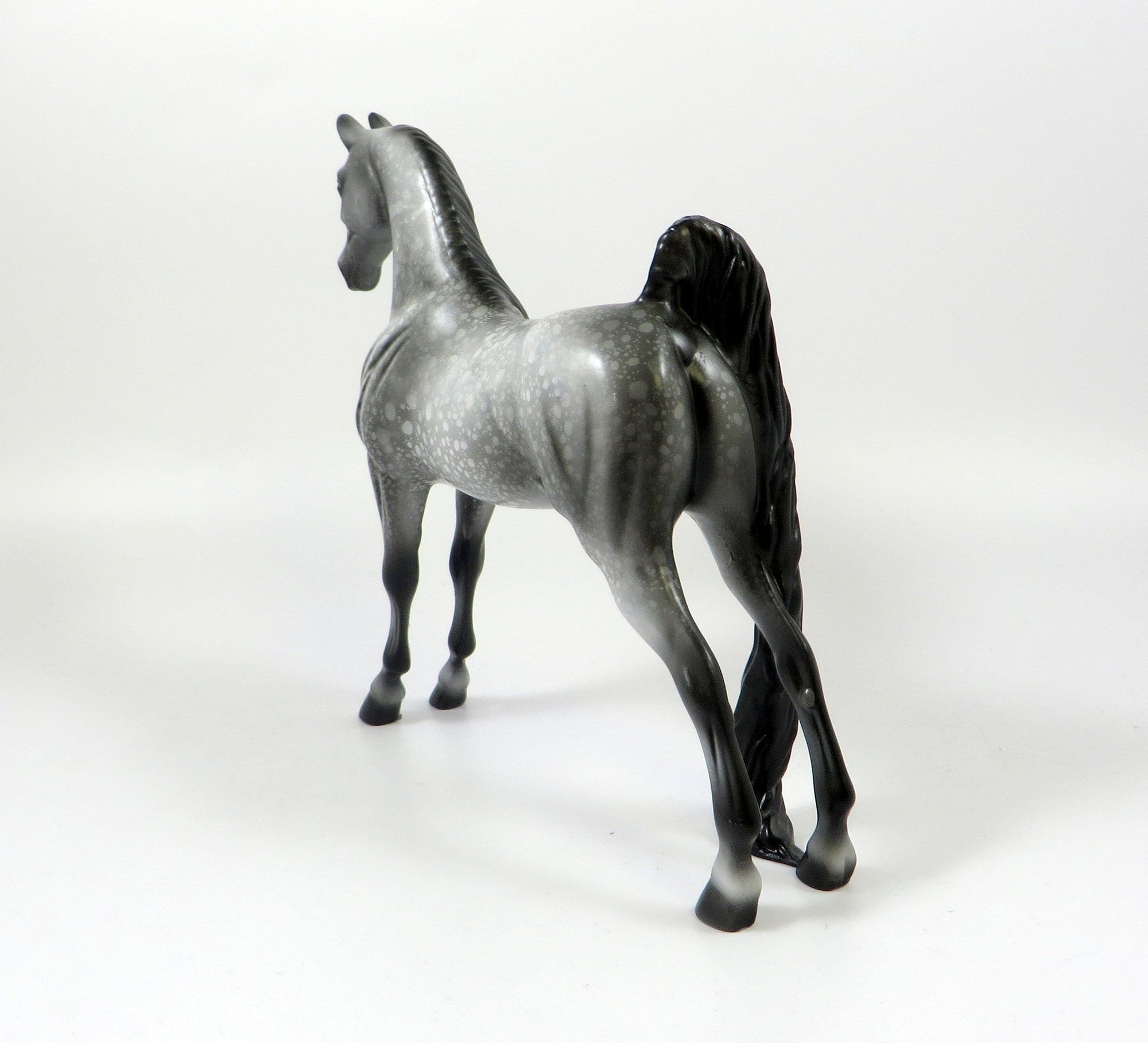 DAVA-OOAK DAPPLE GREY SADDLEBRED PEBBLE MODEL HORSE 8/6/19