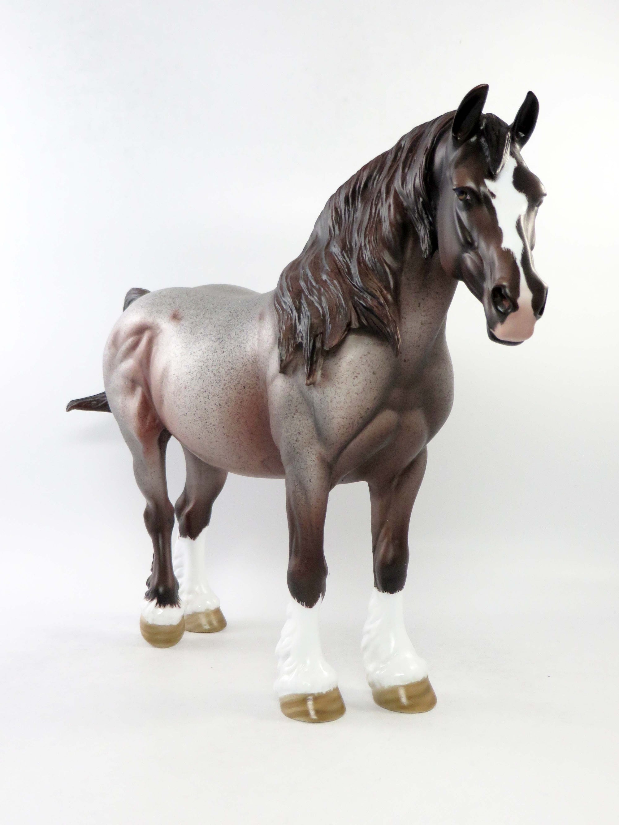 ROSEMARY&#39;S BABY - OOAK RED ROAN HEAVY DRAFT BUNNY MODEL HORSE BY DAWN QUICK EQ 2018