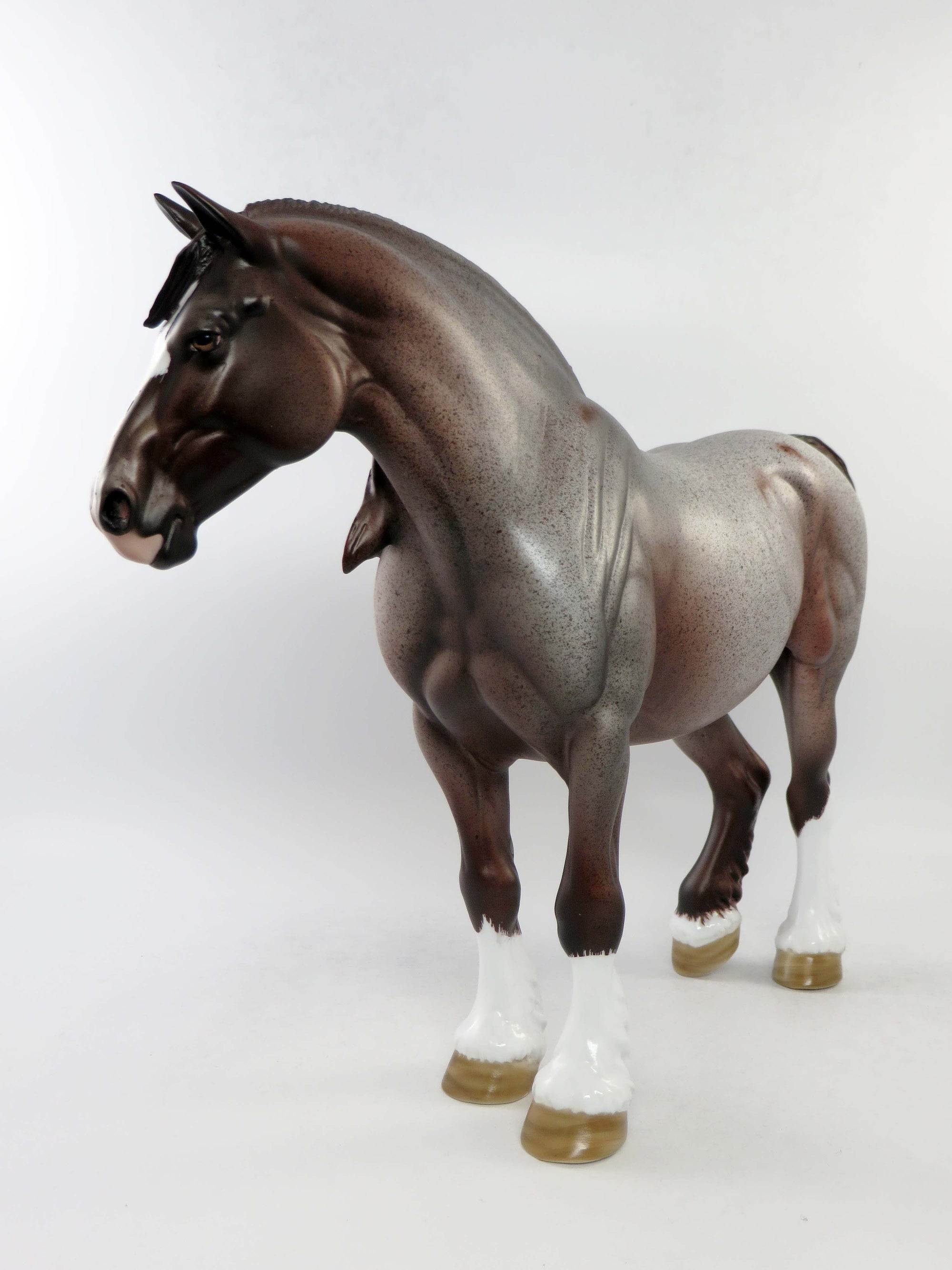 ROSEMARY&#39;S BABY - OOAK RED ROAN HEAVY DRAFT BUNNY MODEL HORSE BY DAWN QUICK EQ 2018