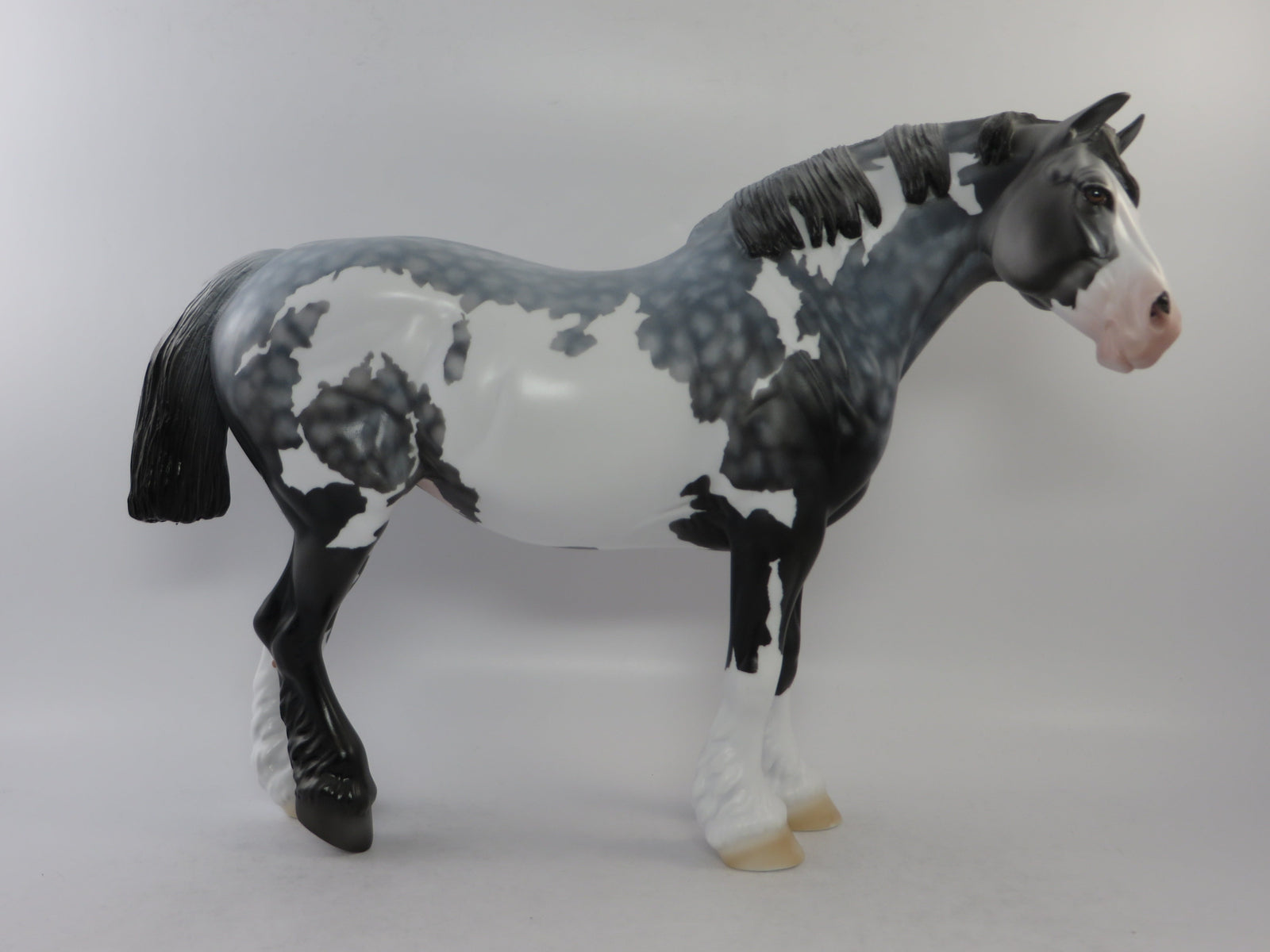DARA - OOAK STAR DAPPLE GREY OVERO HEAVY DRAFT BUNNY MODEL HORSE BY DAWN QUICK EQ 2018
