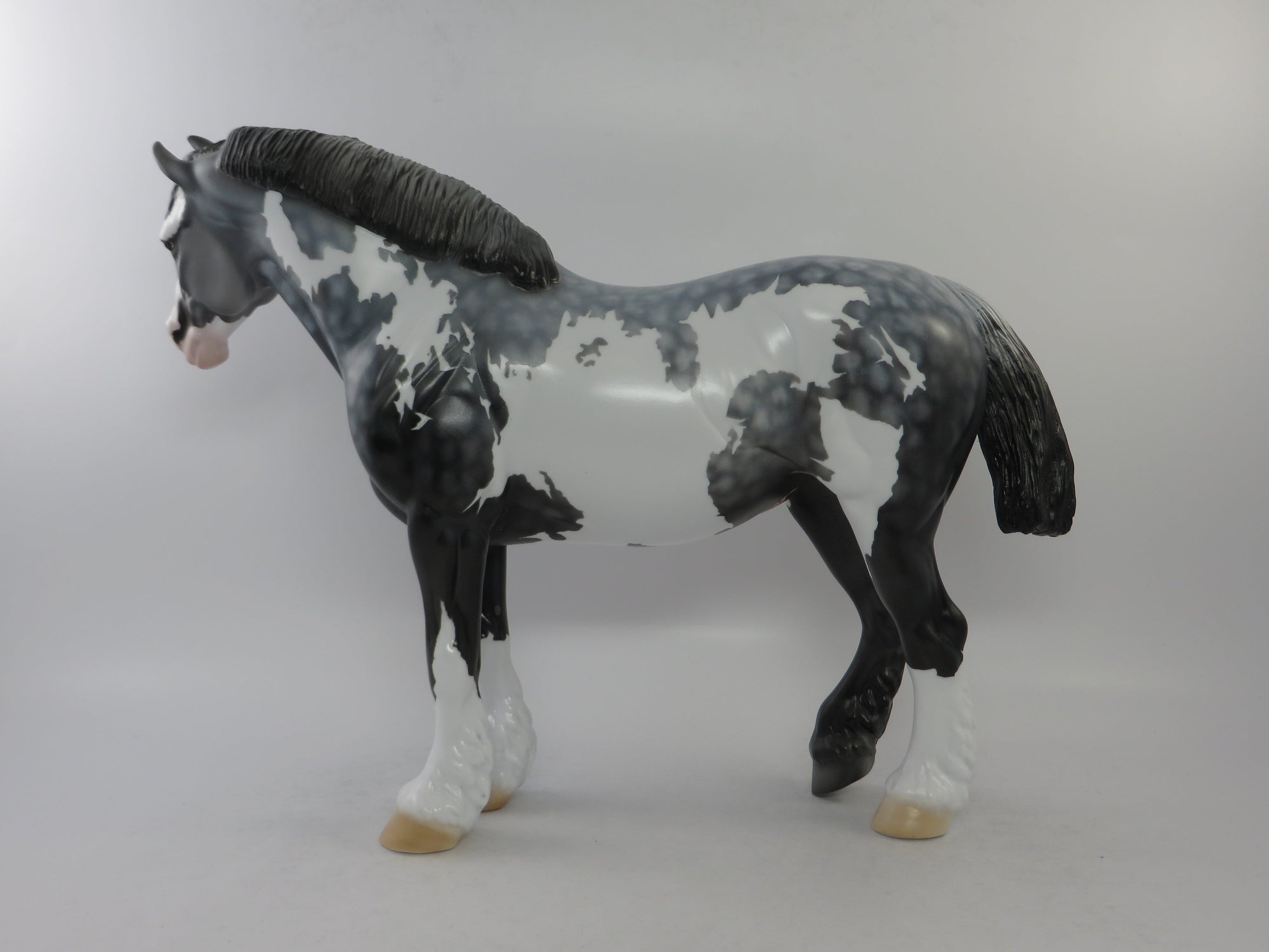 DARA - OOAK STAR DAPPLE GREY OVERO HEAVY DRAFT BUNNY MODEL HORSE BY DAWN QUICK EQ 2018