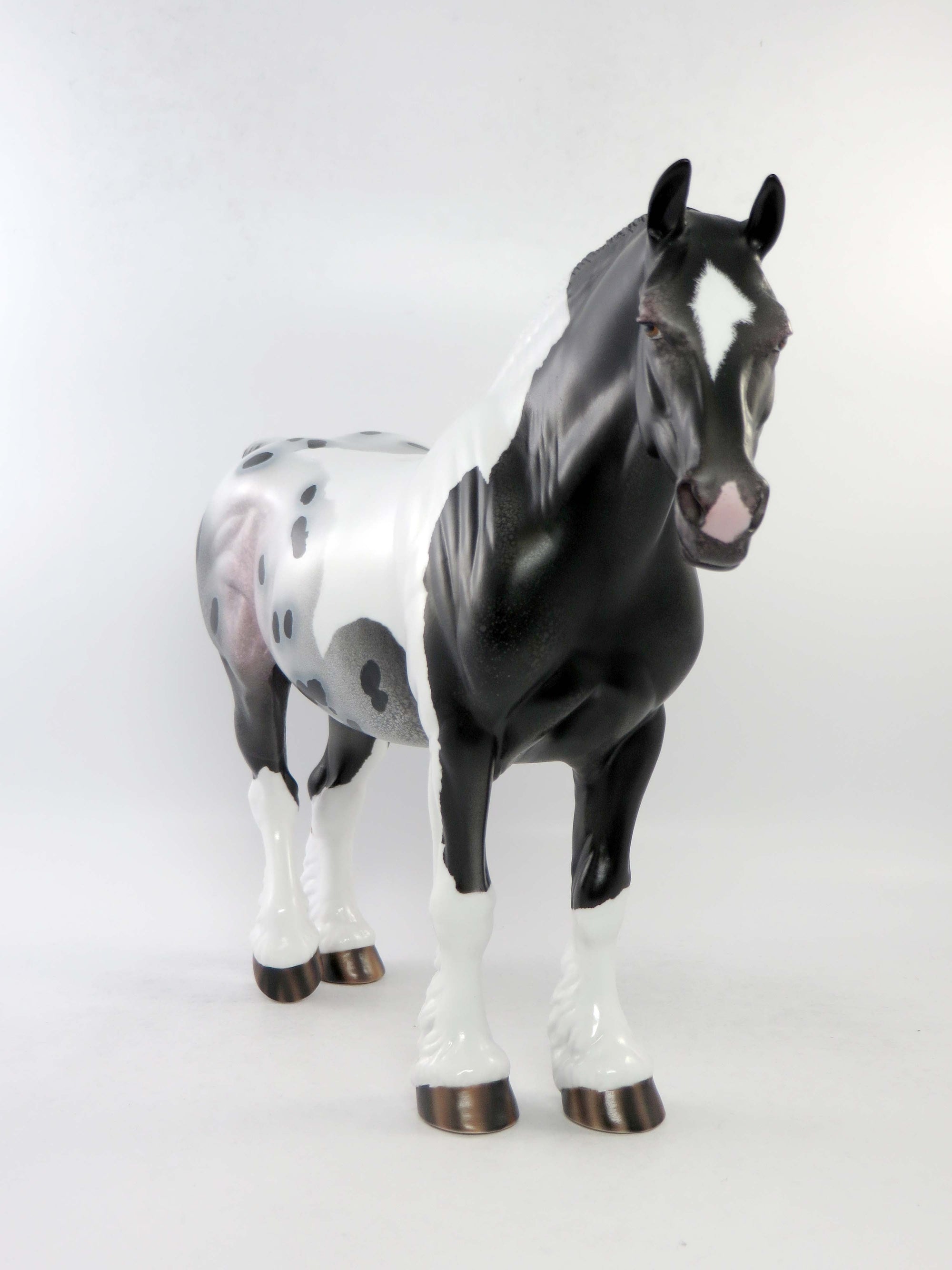 JAS - OOAK BLACK PINTALOOSA HEAVY DRAFT BUNNY MODEL HORSE EQ 2018