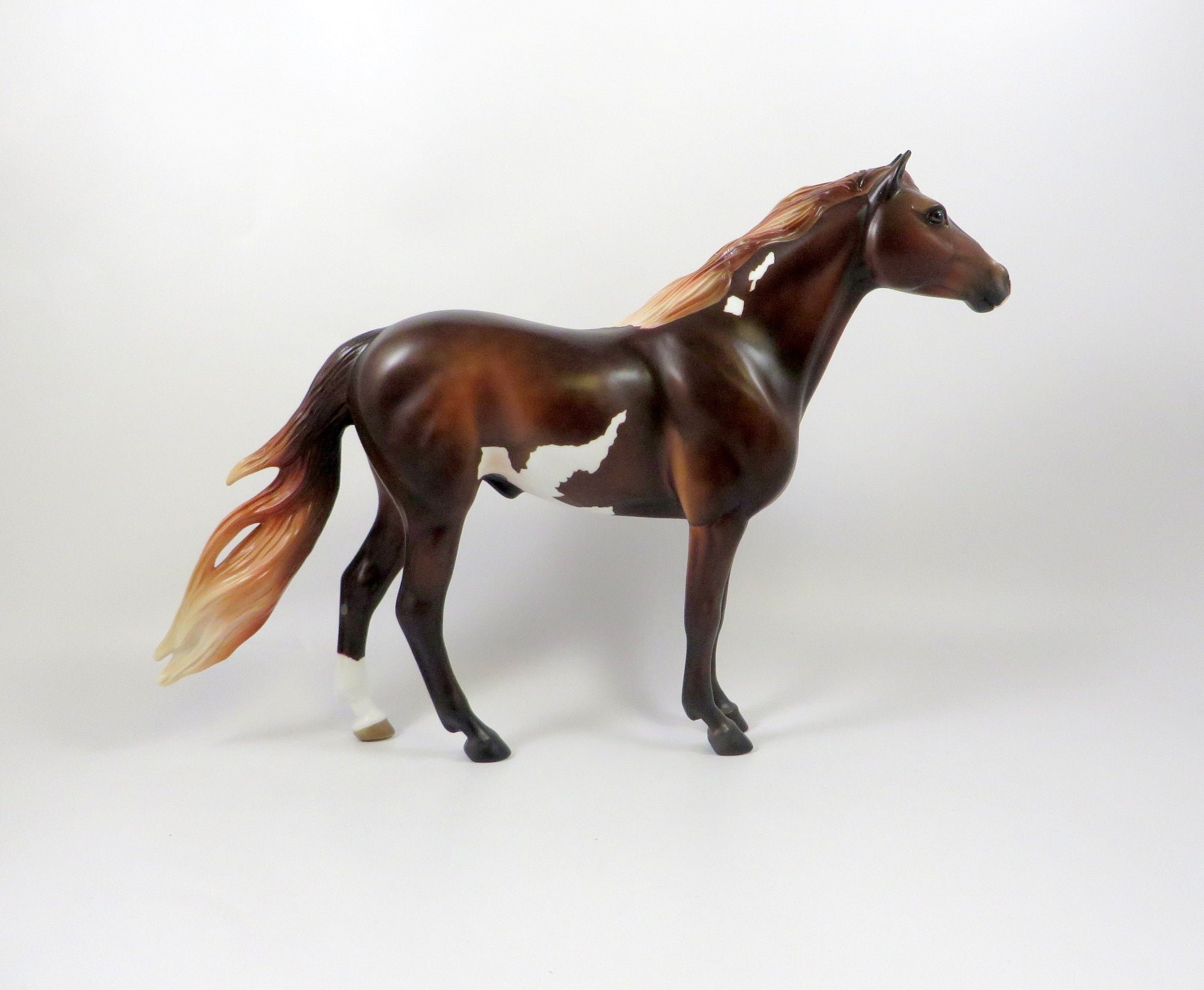 THINK OF IT-OOAK DARK CHESTNUT PAINT SPANISH MUSTANG MODEL HORSE 8/6/19