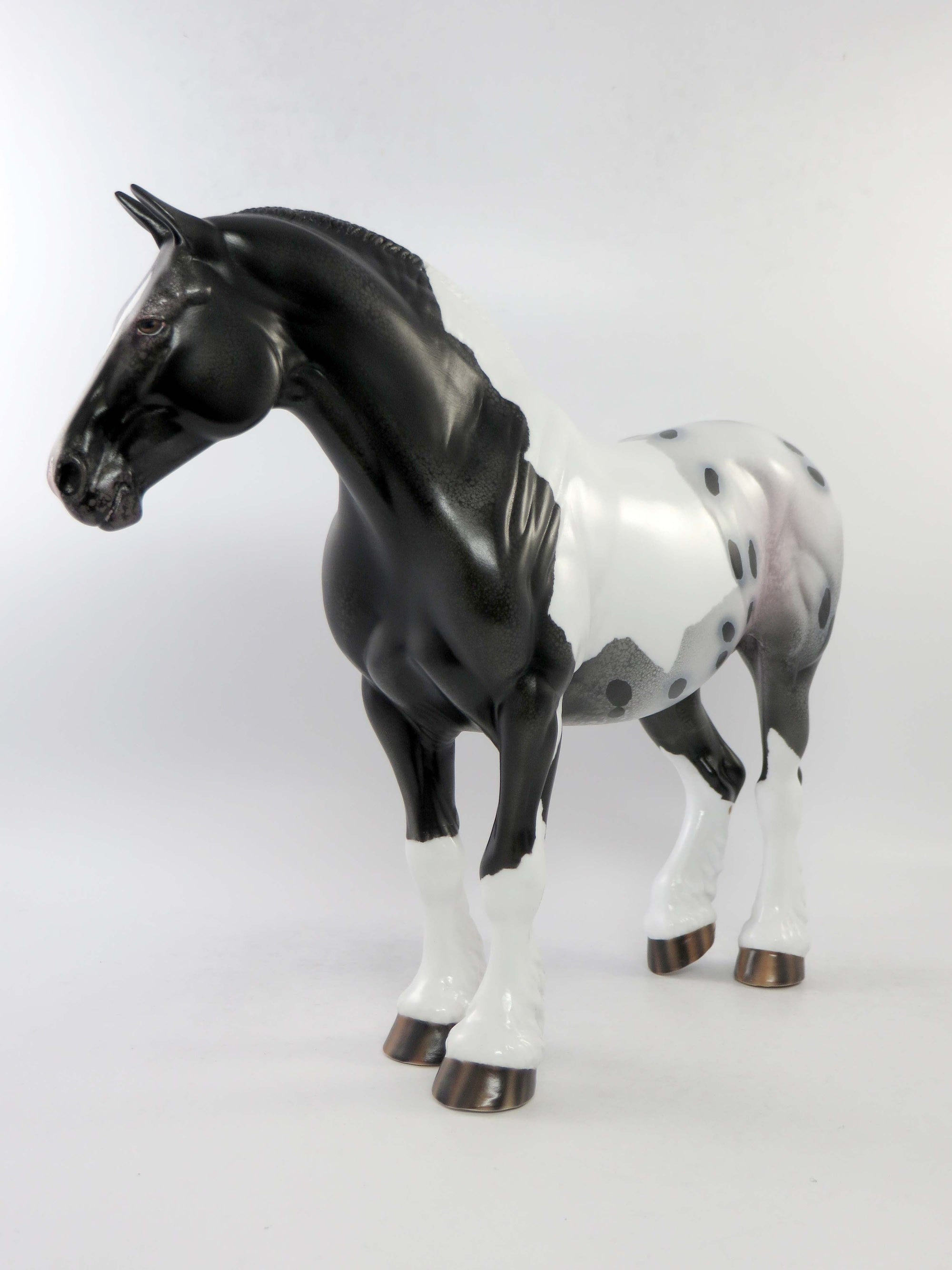 JAS - OOAK BLACK PINTALOOSA HEAVY DRAFT BUNNY MODEL HORSE EQ 2018