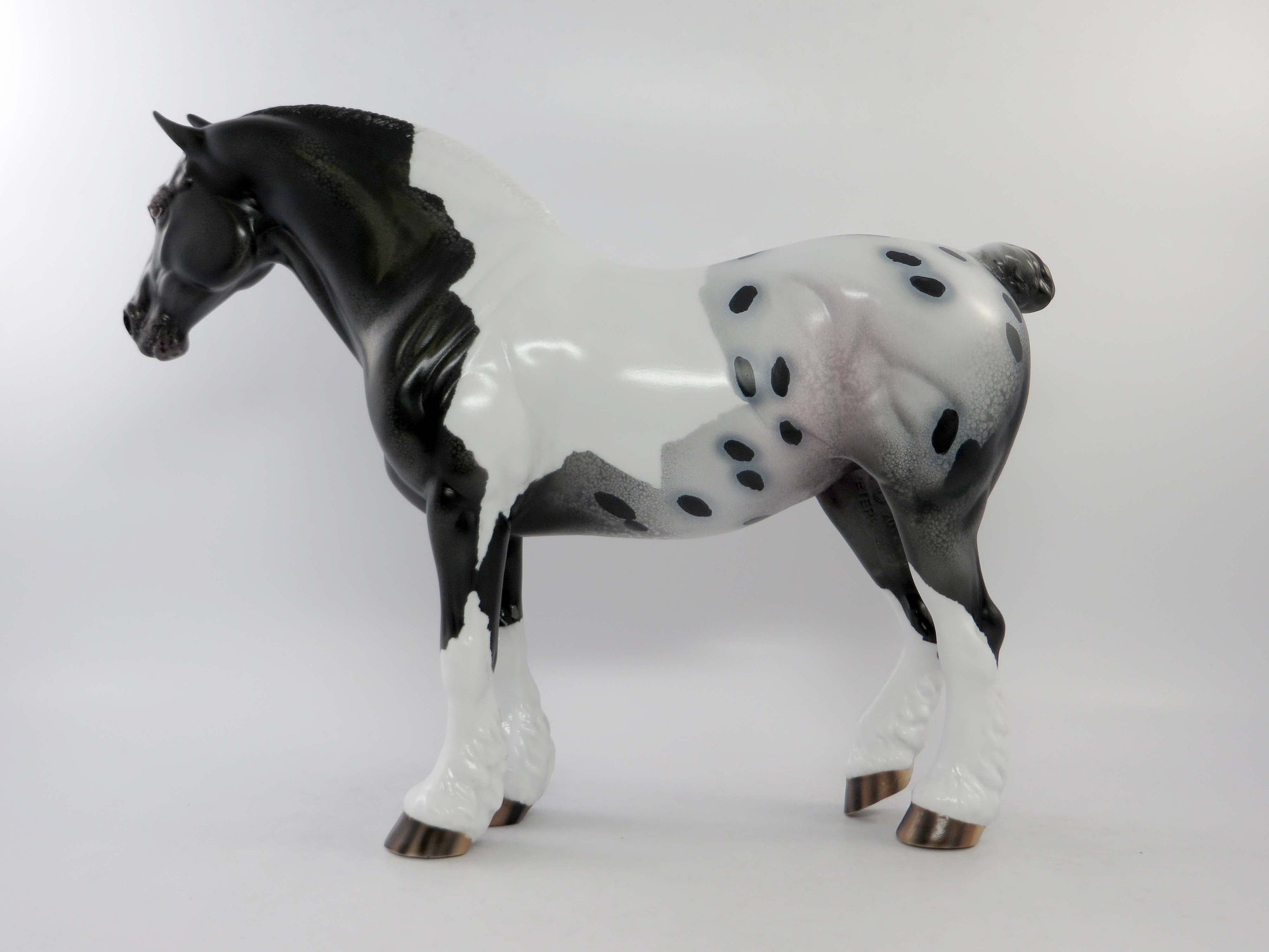JAS - OOAK BLACK PINTALOOSA HEAVY DRAFT BUNNY MODEL HORSE EQ 2018
