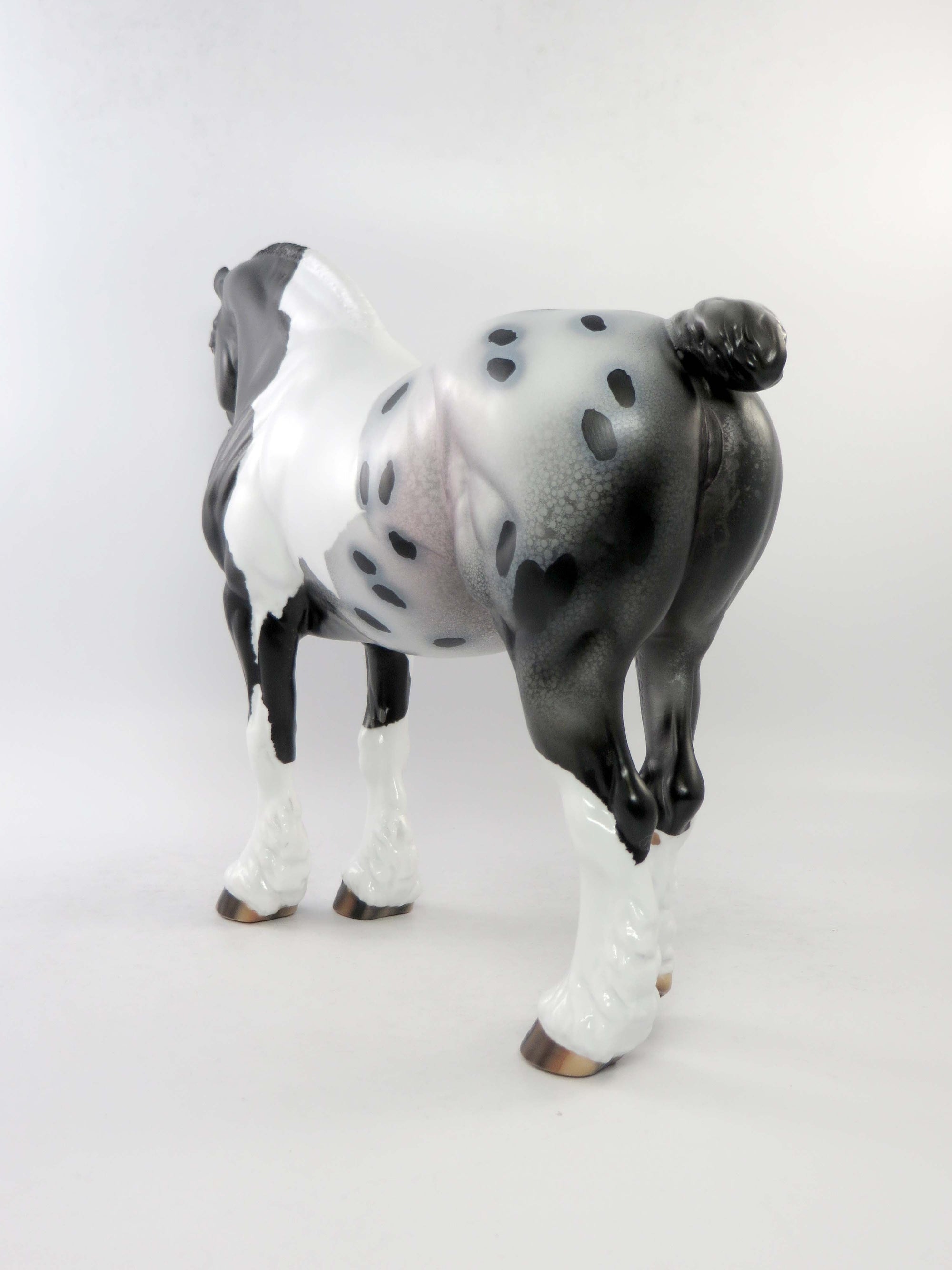 JAS - OOAK BLACK PINTALOOSA HEAVY DRAFT BUNNY MODEL HORSE EQ 2018