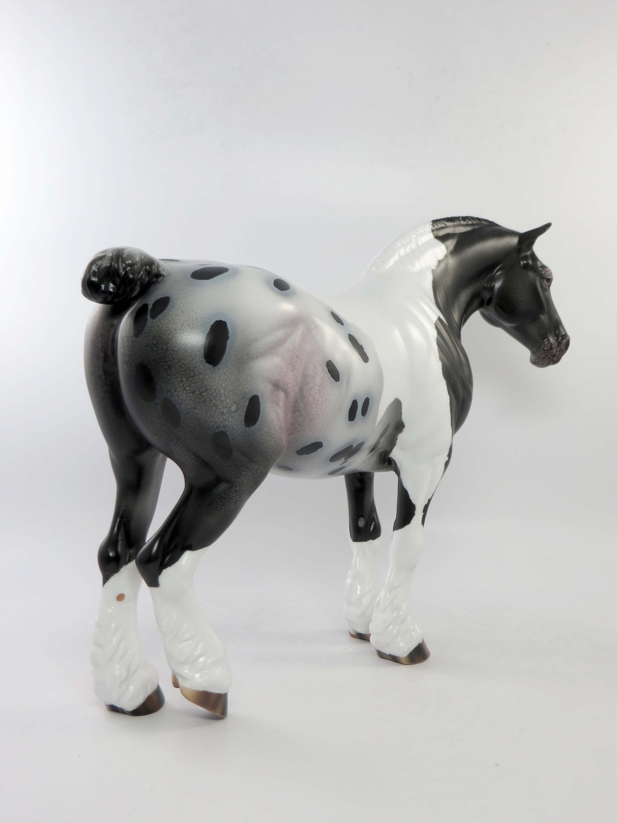 JAS - OOAK BLACK PINTALOOSA HEAVY DRAFT BUNNY MODEL HORSE EQ 2018