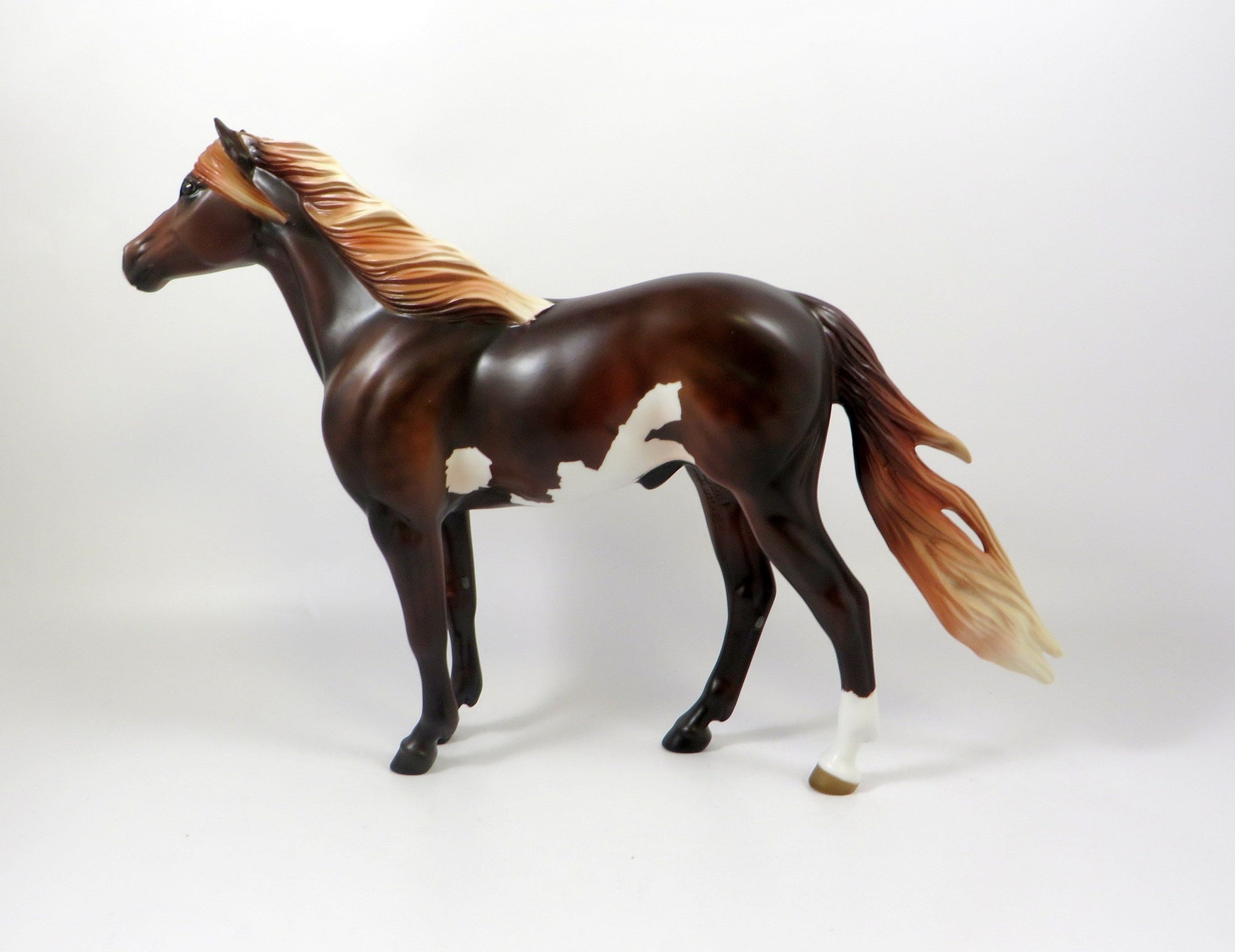 THINK OF IT-OOAK DARK CHESTNUT PAINT SPANISH MUSTANG MODEL HORSE 8/6/19