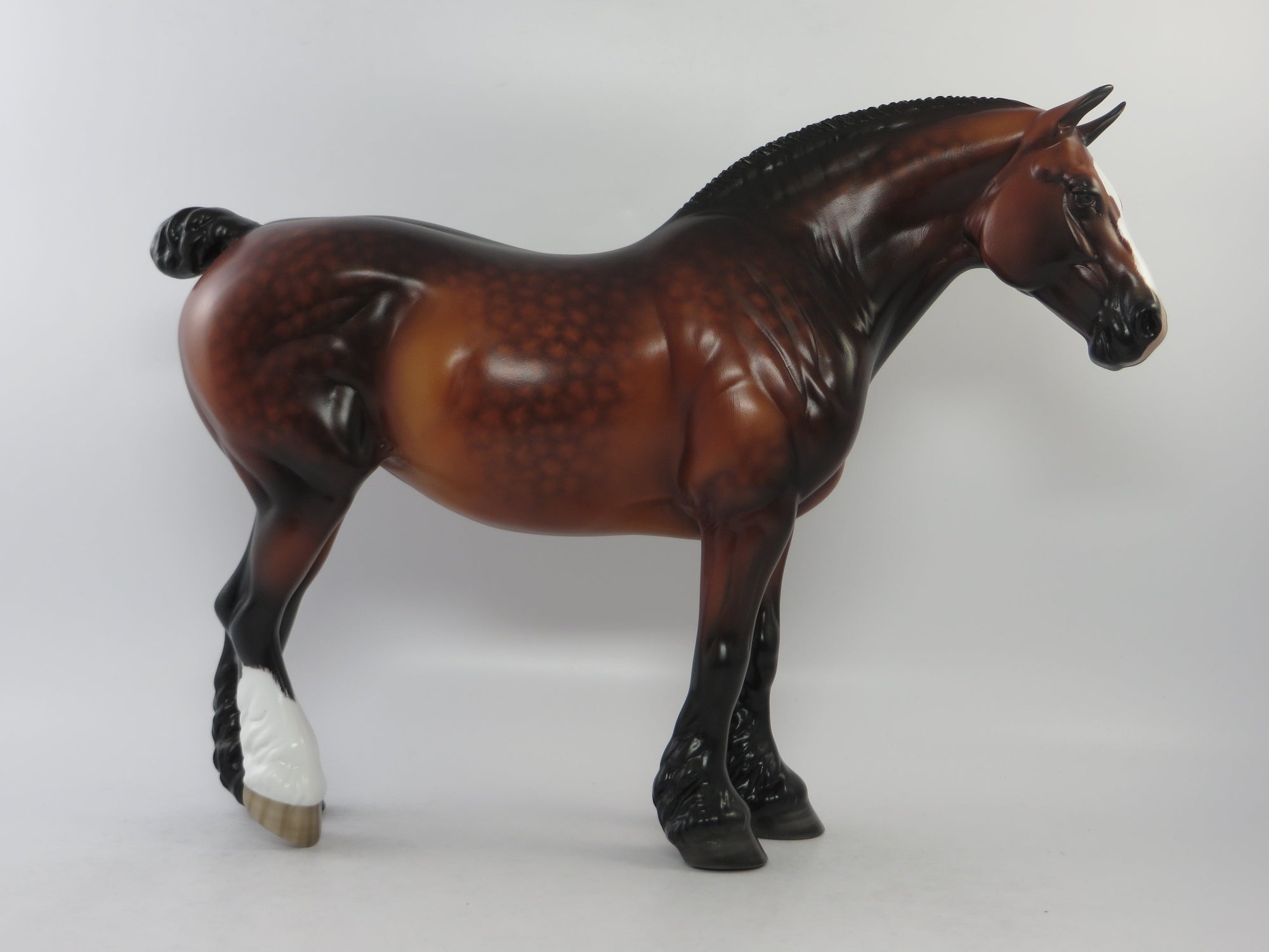 BELLEFONTAINE - OOAK BAY STAR DAPPLE HEAVY DRAFT BUNNY MODEL HORSE BY SHERYL LEISURE EQ 2018