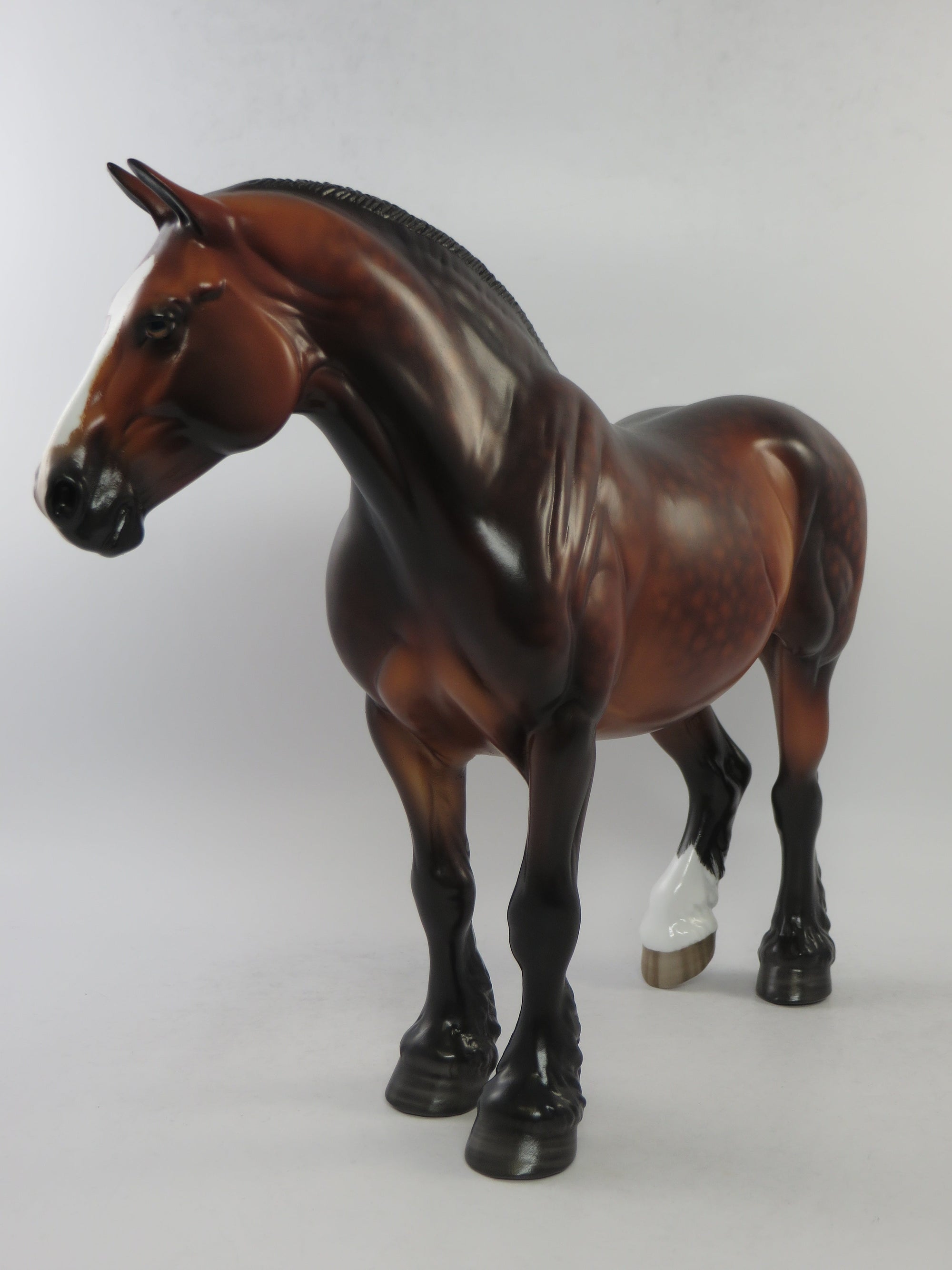 BELLEFONTAINE - OOAK BAY STAR DAPPLE HEAVY DRAFT BUNNY MODEL HORSE BY SHERYL LEISURE EQ 2018