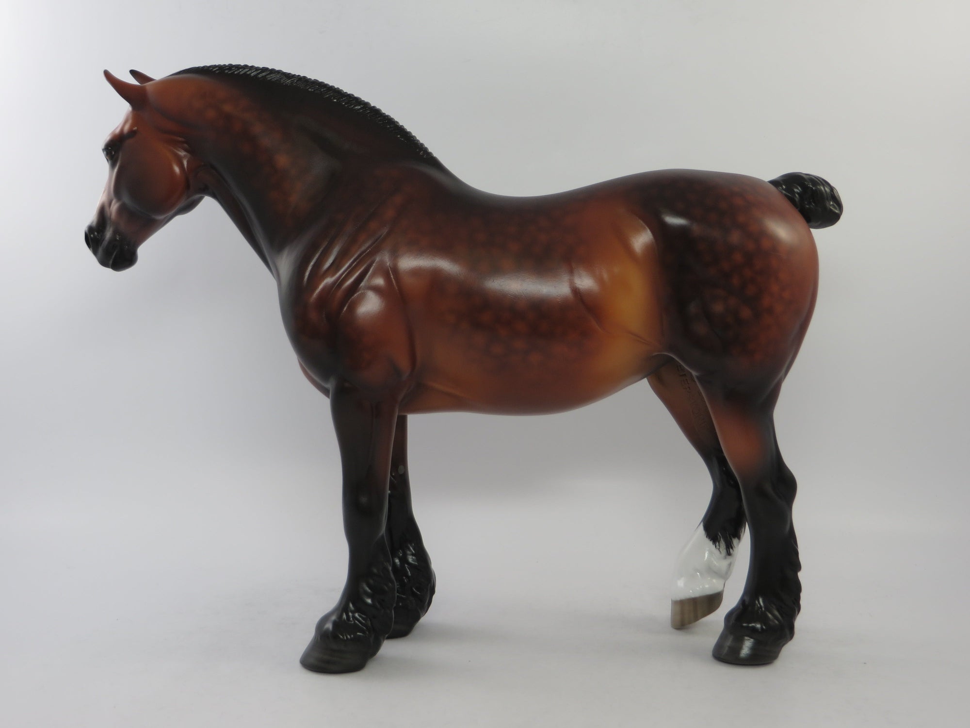 BELLEFONTAINE - OOAK BAY STAR DAPPLE HEAVY DRAFT BUNNY MODEL HORSE BY SHERYL LEISURE EQ 2018