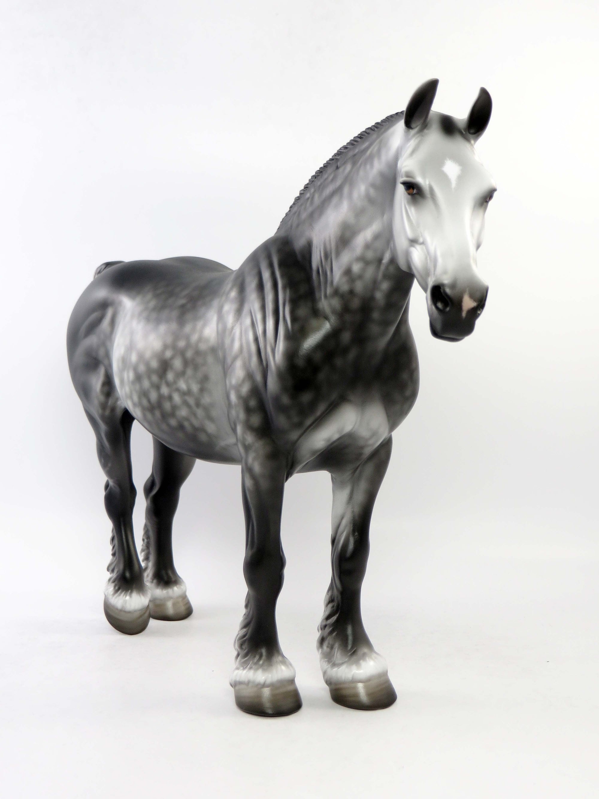 COLUMBIANA - OOAK DARK DAPPLE GREY HEAVY DRAFT BUNNY MODEL HORSE BY SHERYL LEISURE EQ 2018