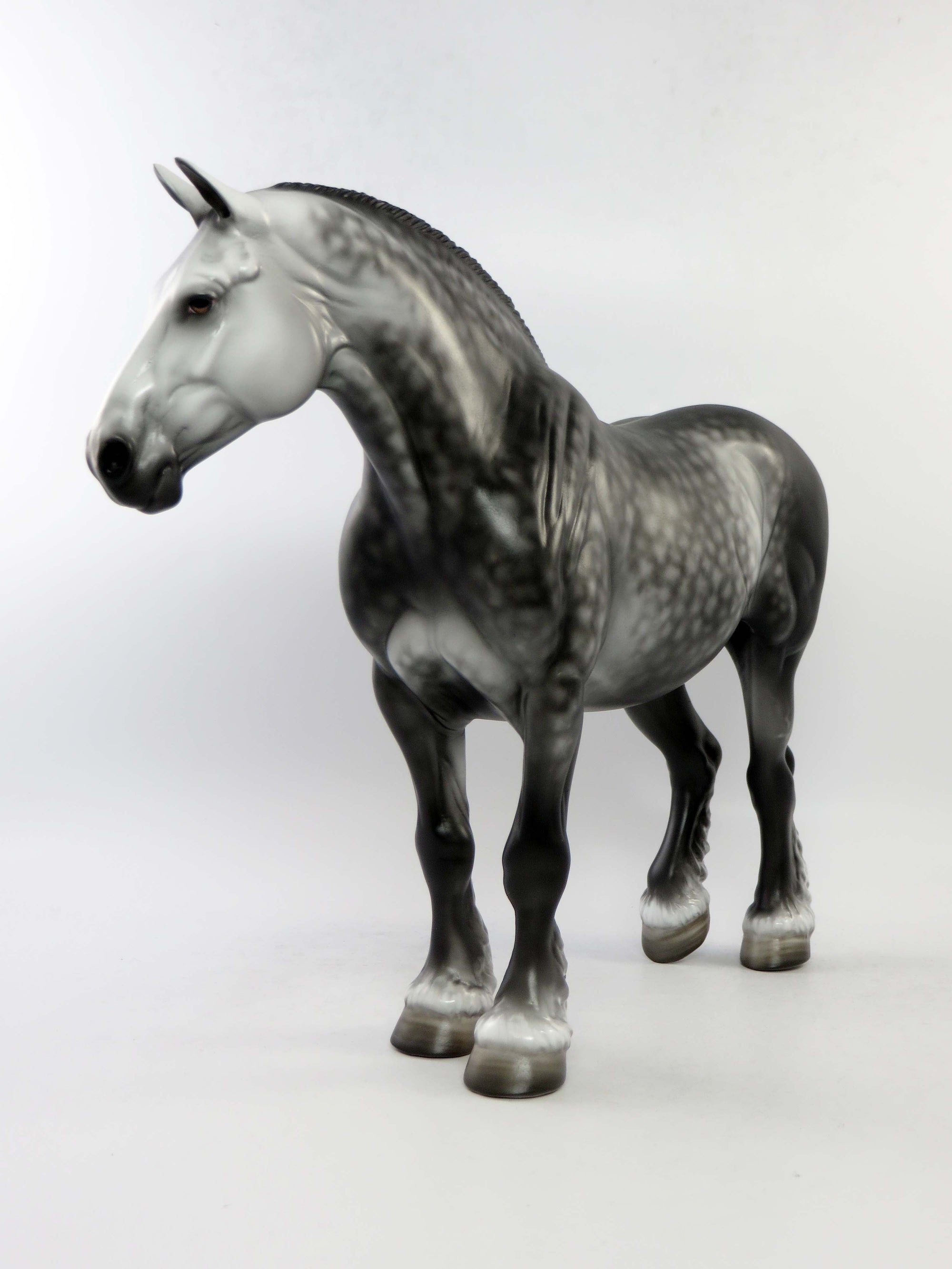 COLUMBIANA - OOAK DARK DAPPLE GREY HEAVY DRAFT BUNNY MODEL HORSE BY SHERYL LEISURE EQ 2018