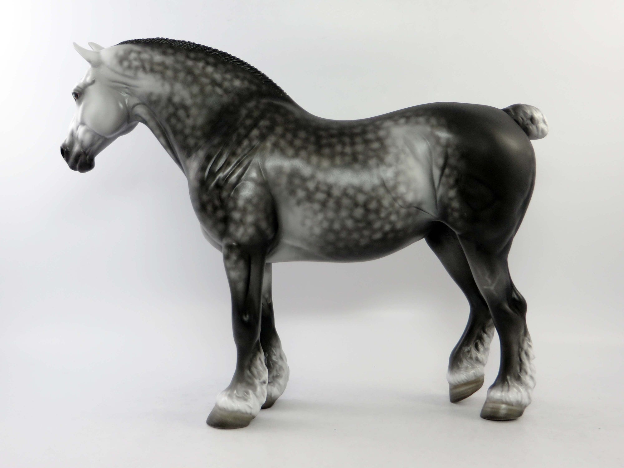 COLUMBIANA - OOAK DARK DAPPLE GREY HEAVY DRAFT BUNNY MODEL HORSE BY SHERYL LEISURE EQ 2018