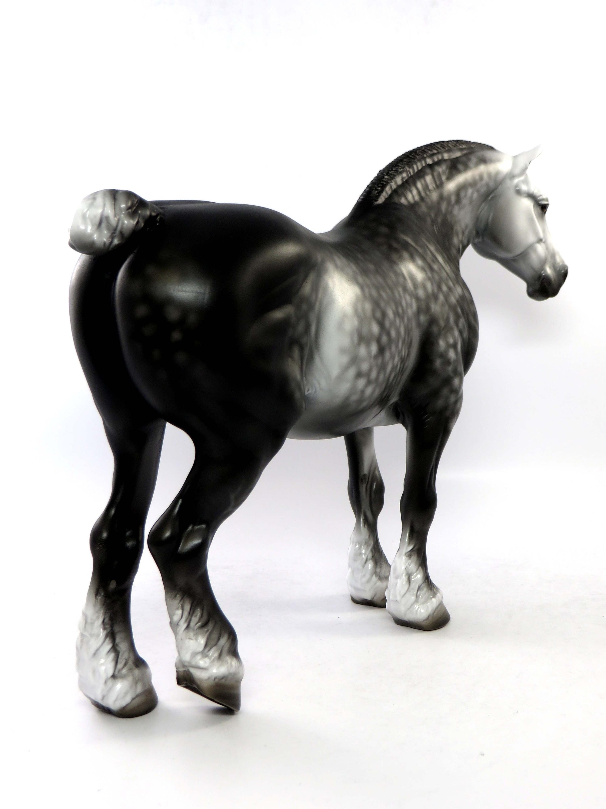 COLUMBIANA - OOAK DARK DAPPLE GREY HEAVY DRAFT BUNNY MODEL HORSE BY SHERYL LEISURE EQ 2018