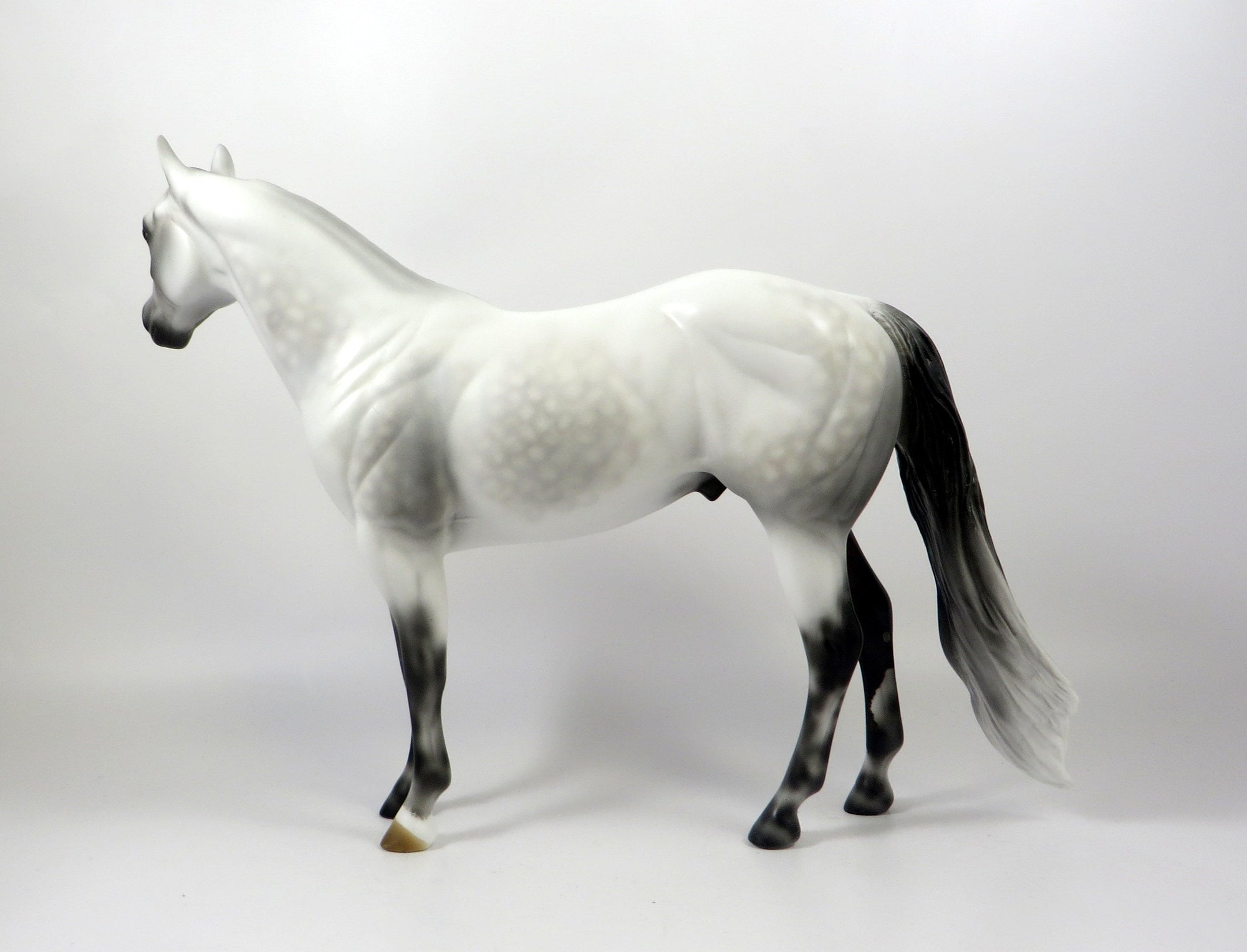 HONEST BROKER-OOAK DAPPLE GREY ISH WITH BLOODY &quot;HIP&quot; MODEL HORSE 8/6/19