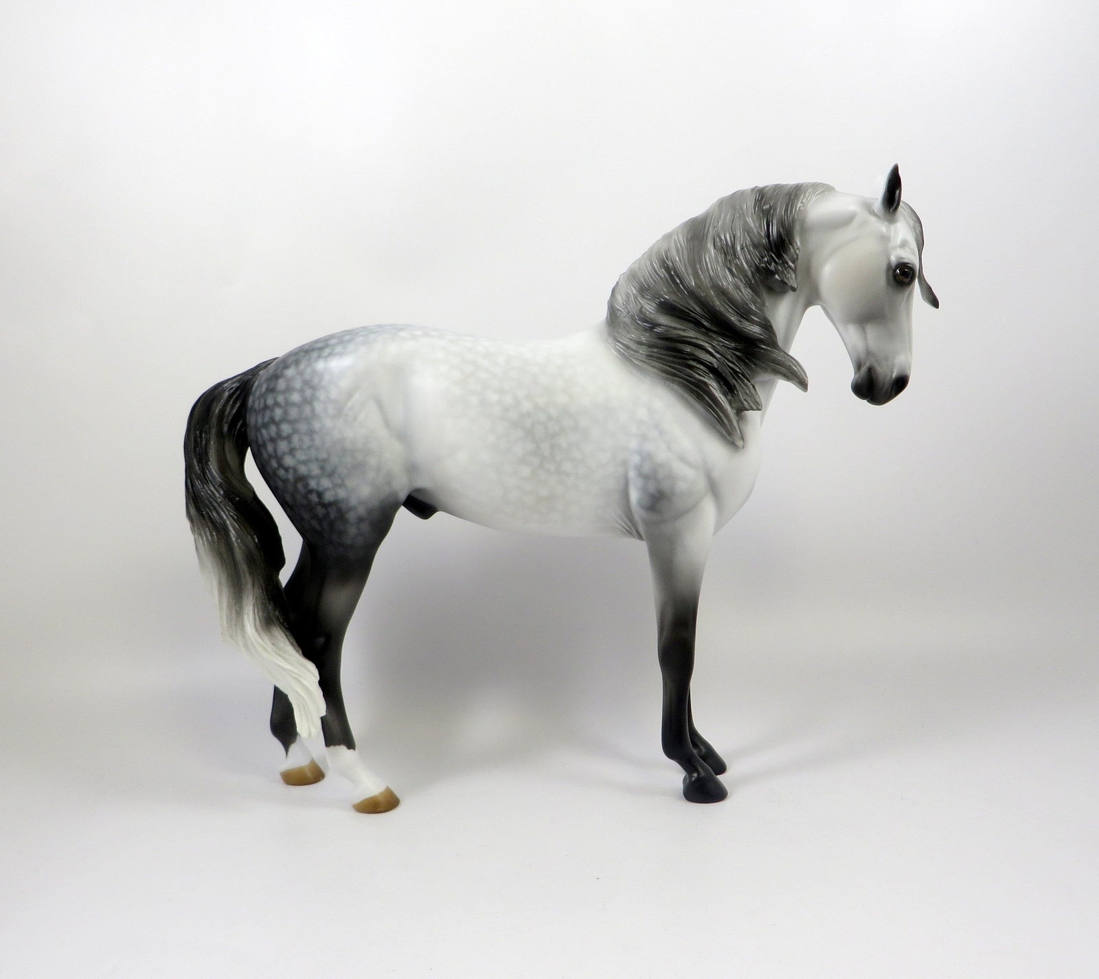 MADE YOU LOOK-OOAK STAR DAPPLE GREY ANDALUSIAN MODEL HORSE 8/6/19