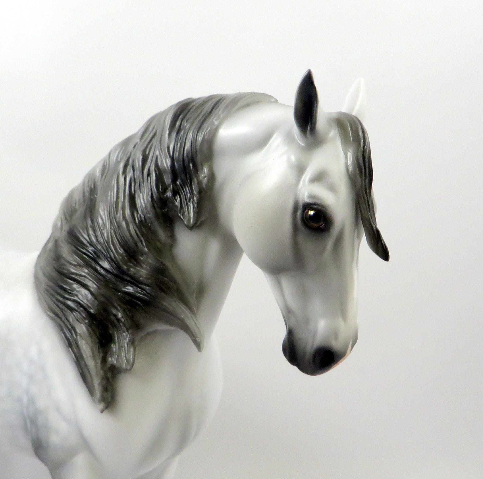 MADE YOU LOOK-OOAK STAR DAPPLE GREY ANDALUSIAN MODEL HORSE 8/6/19