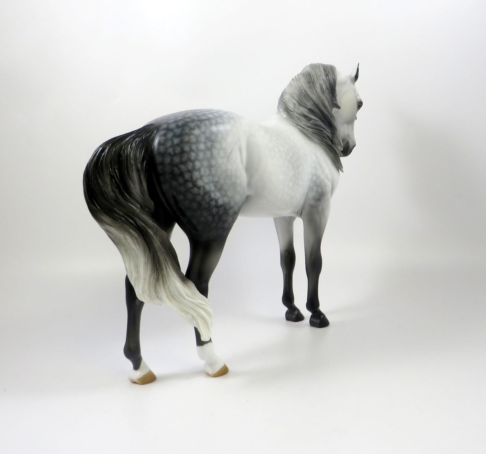 MADE YOU LOOK-OOAK STAR DAPPLE GREY ANDALUSIAN MODEL HORSE 8/6/19