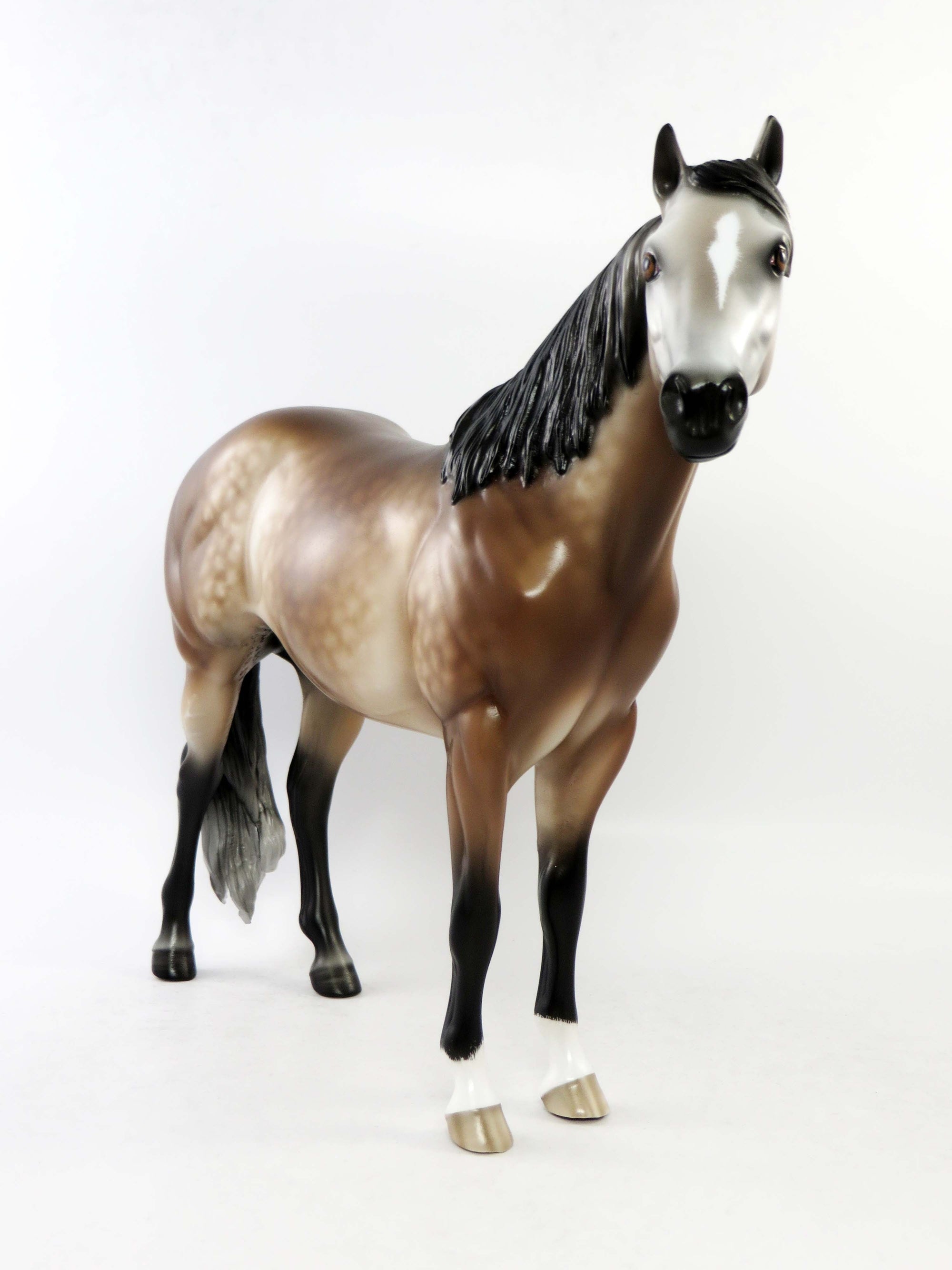 TRENTON - OOAK DAPPLE BAY GOING GREY ISH MODEL HORSE BY SHERYL LEISURE EQ 2018