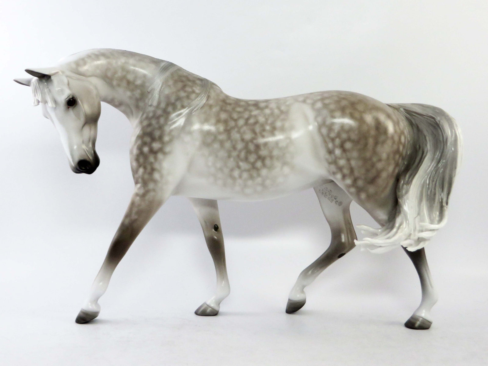 FOSTORIA-OOAK STAR LT. DAPPLE GREY CUSTOM MANE AND TAIL PONY MODEL HORSE BY SHERYL LEISURE EQ 2018