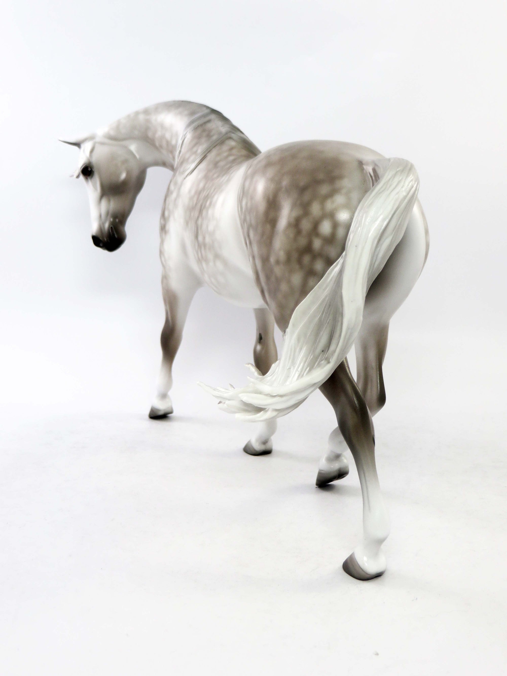 FOSTORIA-OOAK STAR LT. DAPPLE GREY CUSTOM MANE AND TAIL PONY MODEL HORSE BY SHERYL LEISURE EQ 2018