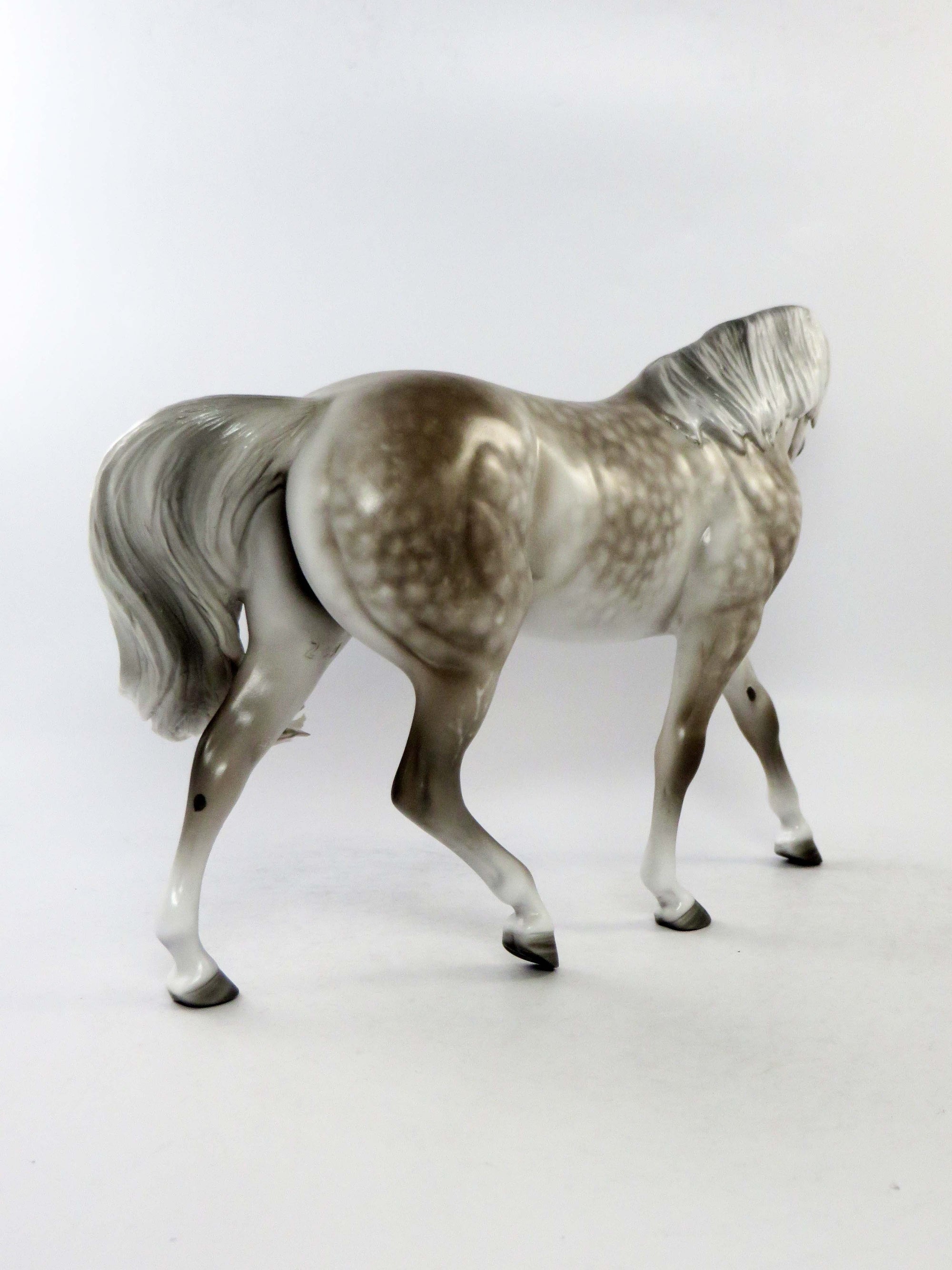 FOSTORIA-OOAK STAR LT. DAPPLE GREY CUSTOM MANE AND TAIL PONY MODEL HORSE BY SHERYL LEISURE EQ 2018