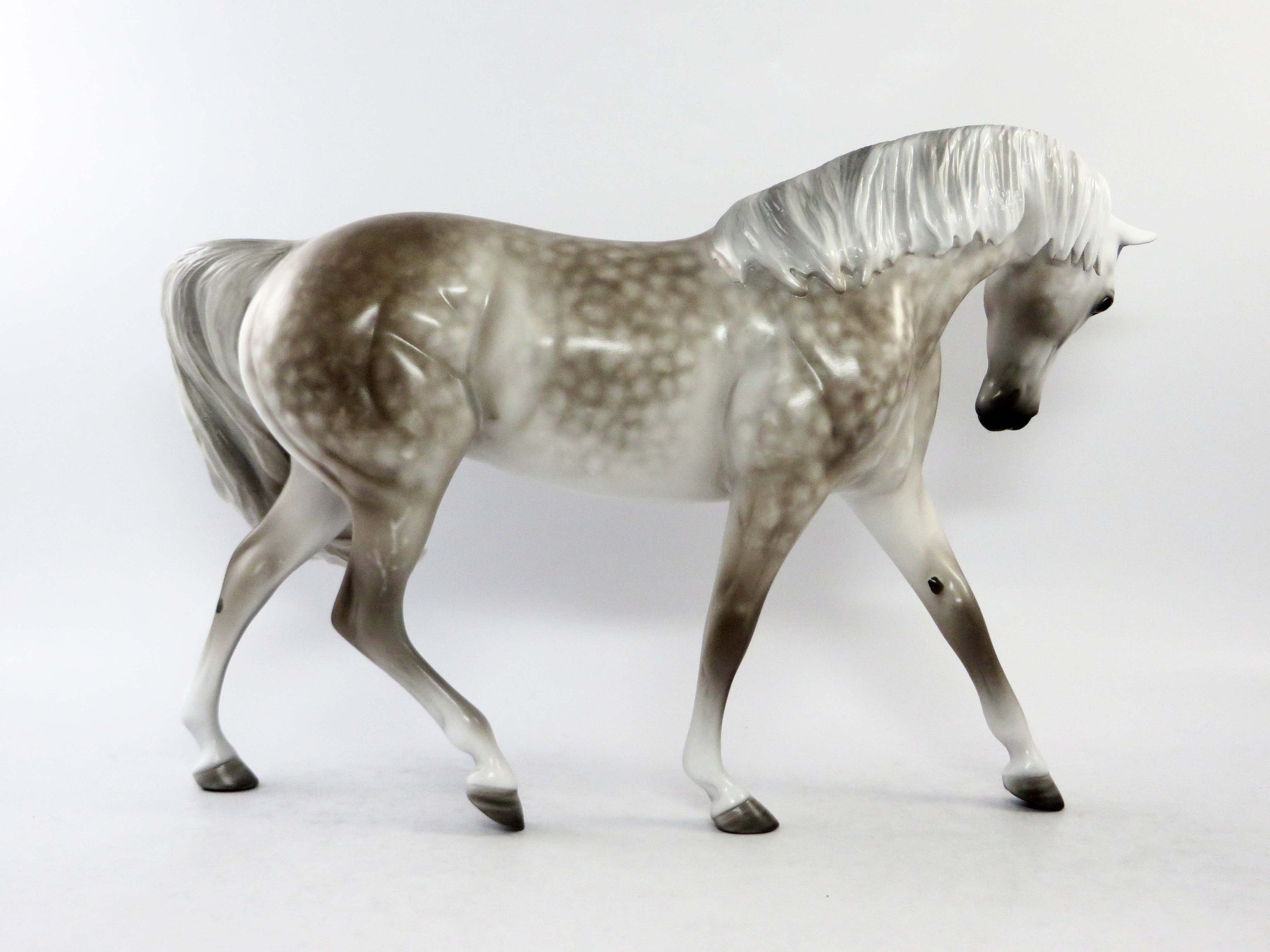 FOSTORIA-OOAK STAR LT. DAPPLE GREY CUSTOM MANE AND TAIL PONY MODEL HORSE BY SHERYL LEISURE EQ 2018