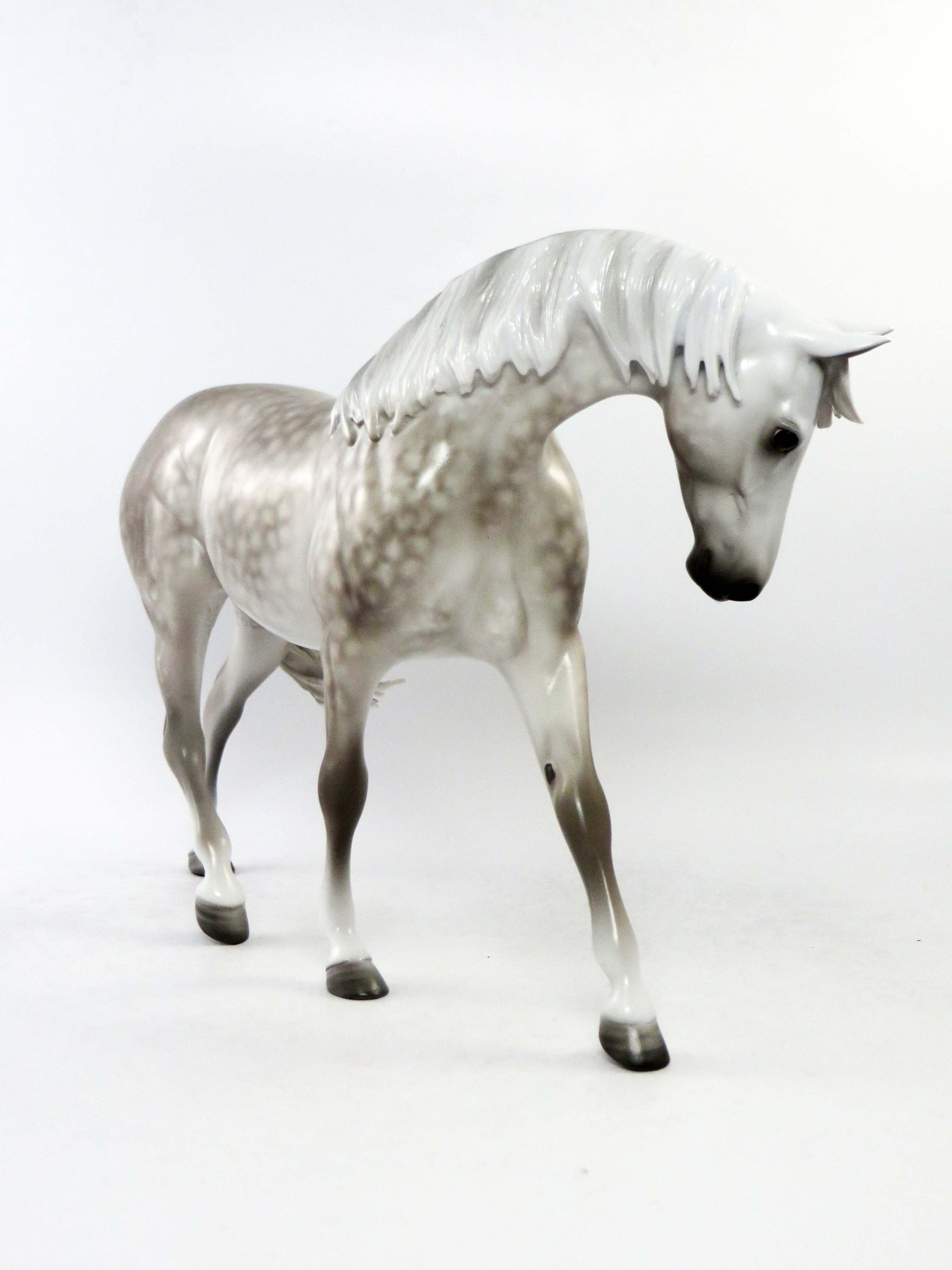 FOSTORIA-OOAK STAR LT. DAPPLE GREY CUSTOM MANE AND TAIL PONY MODEL HORSE BY SHERYL LEISURE EQ 2018