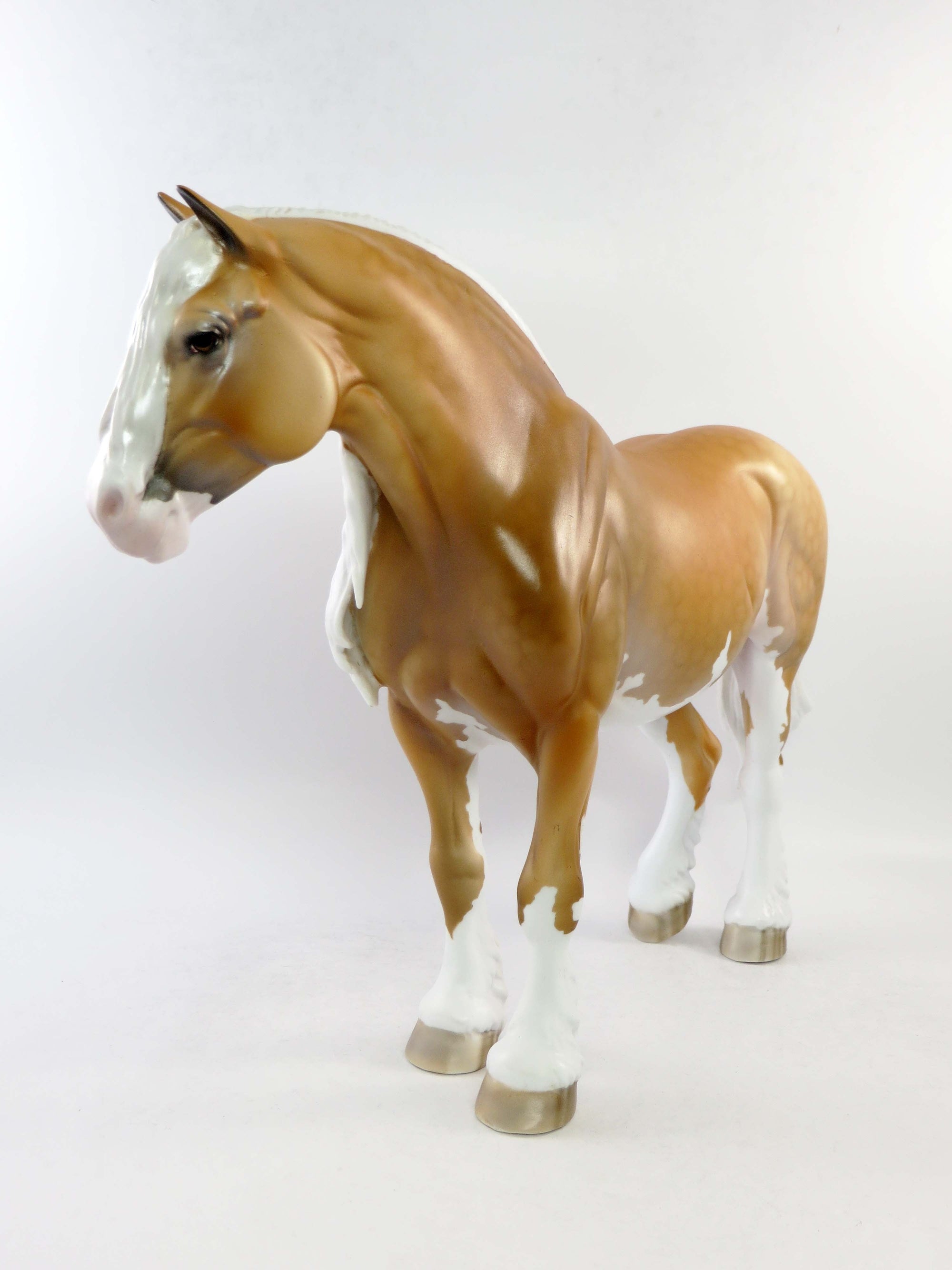 MONA-OOAK DAPPLE PALOMINO PINTO CUSTOM HEAVY DRAFT MARE MODEL HORSE BY DAWN QUICK EQ 2018