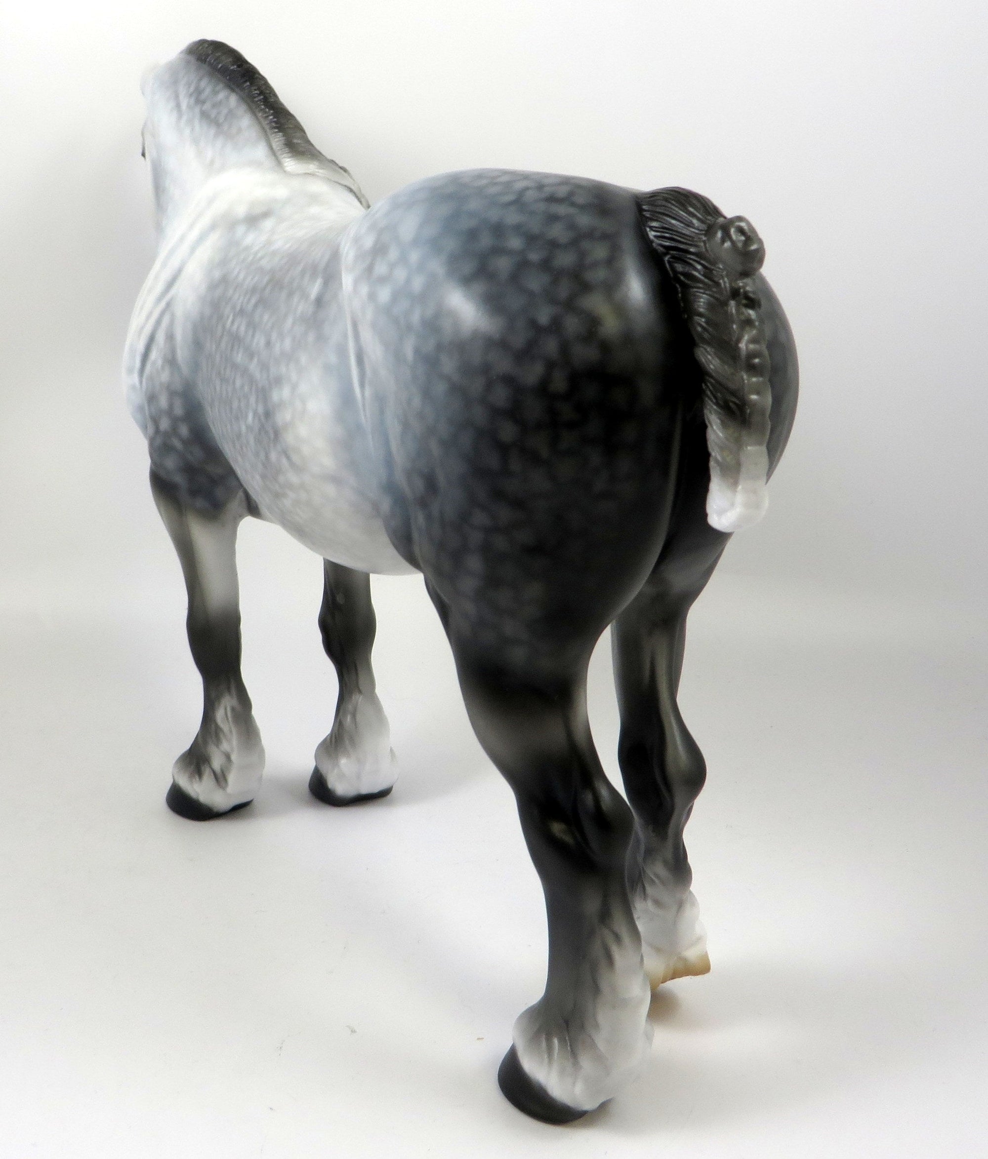 PEBBLE BEACH-OOAK STAR DAPPLE GREY HEAVY DRAFT MARE MODEL HORSE 8/14/19