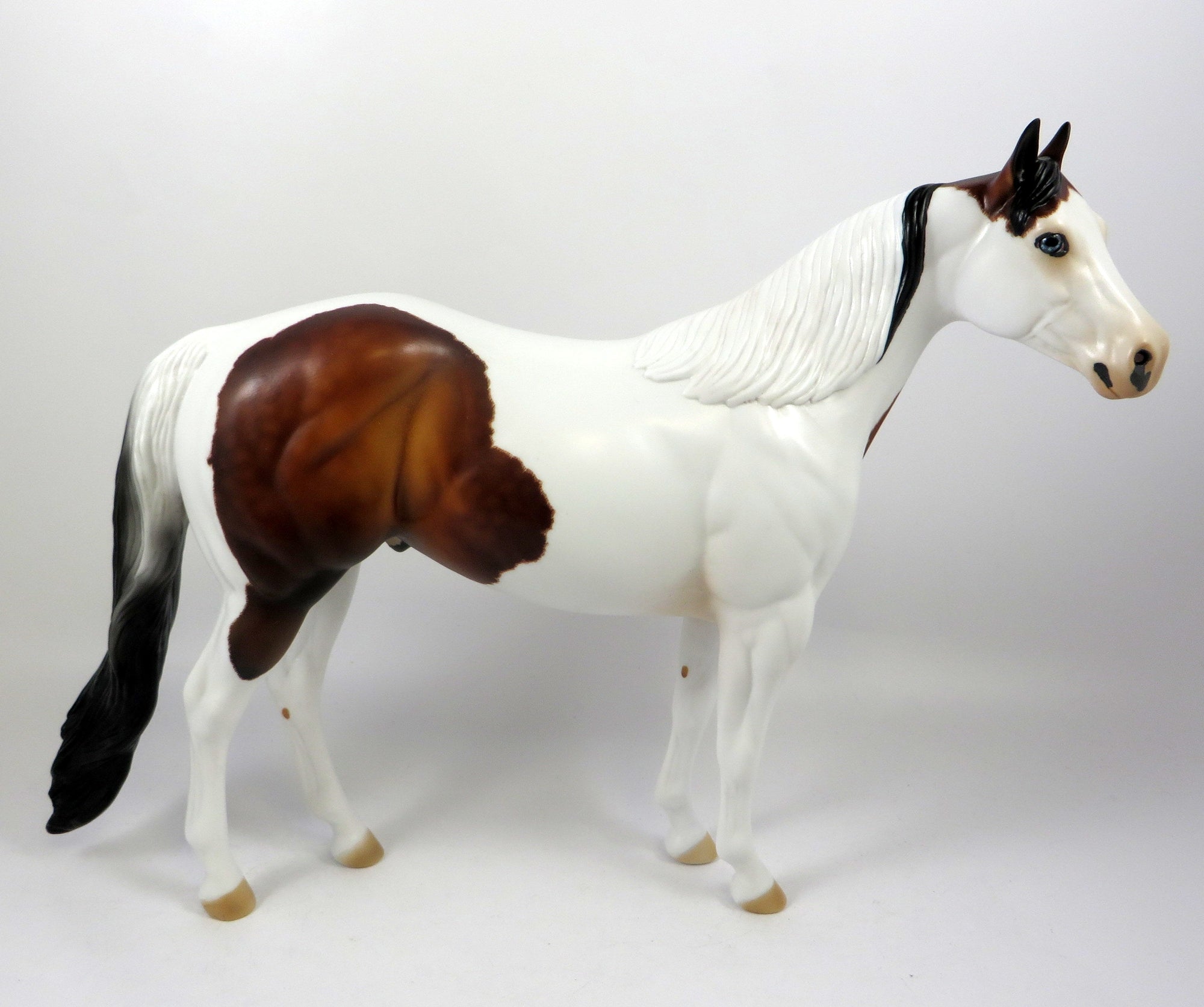 BAD MEDICINE-OOAK ETCHED DAPPLE BAY PINTO ISH MODEL HORSE 8/14/19