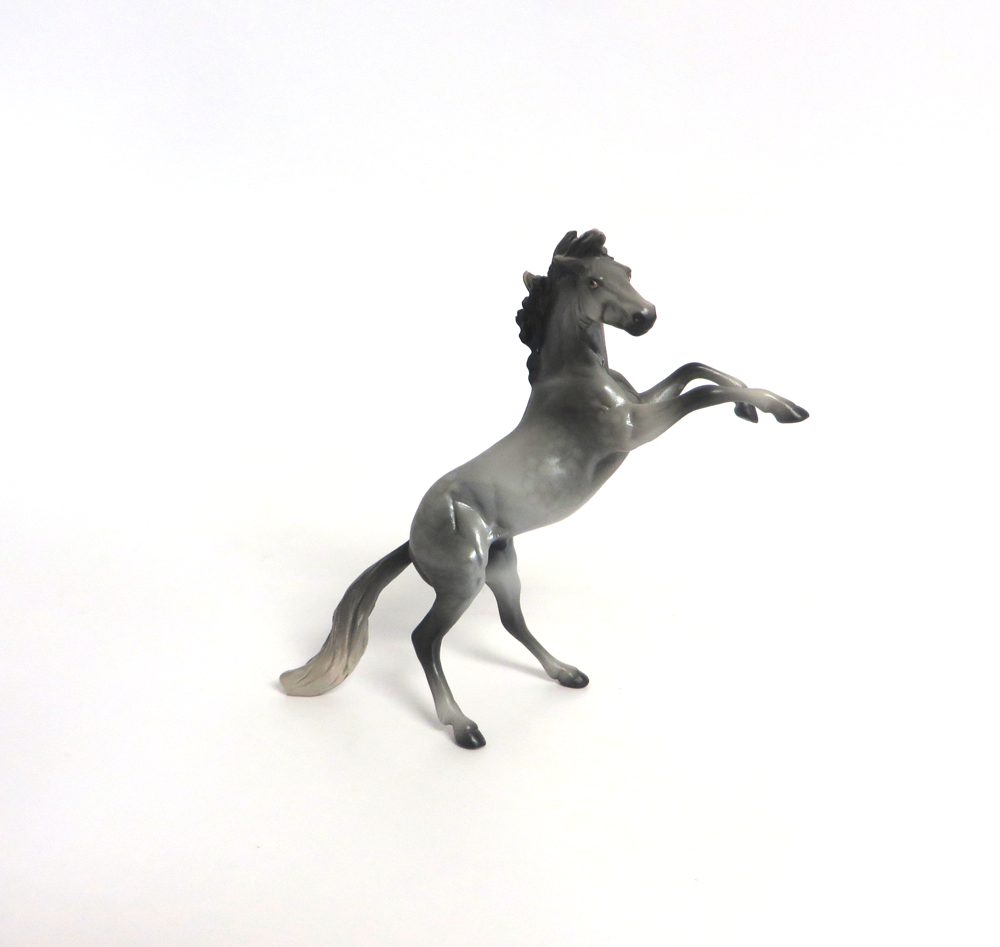 ASH --- OOAK DARK DAPPLED GREY REARING CHIP BY MISSY FOX MW19