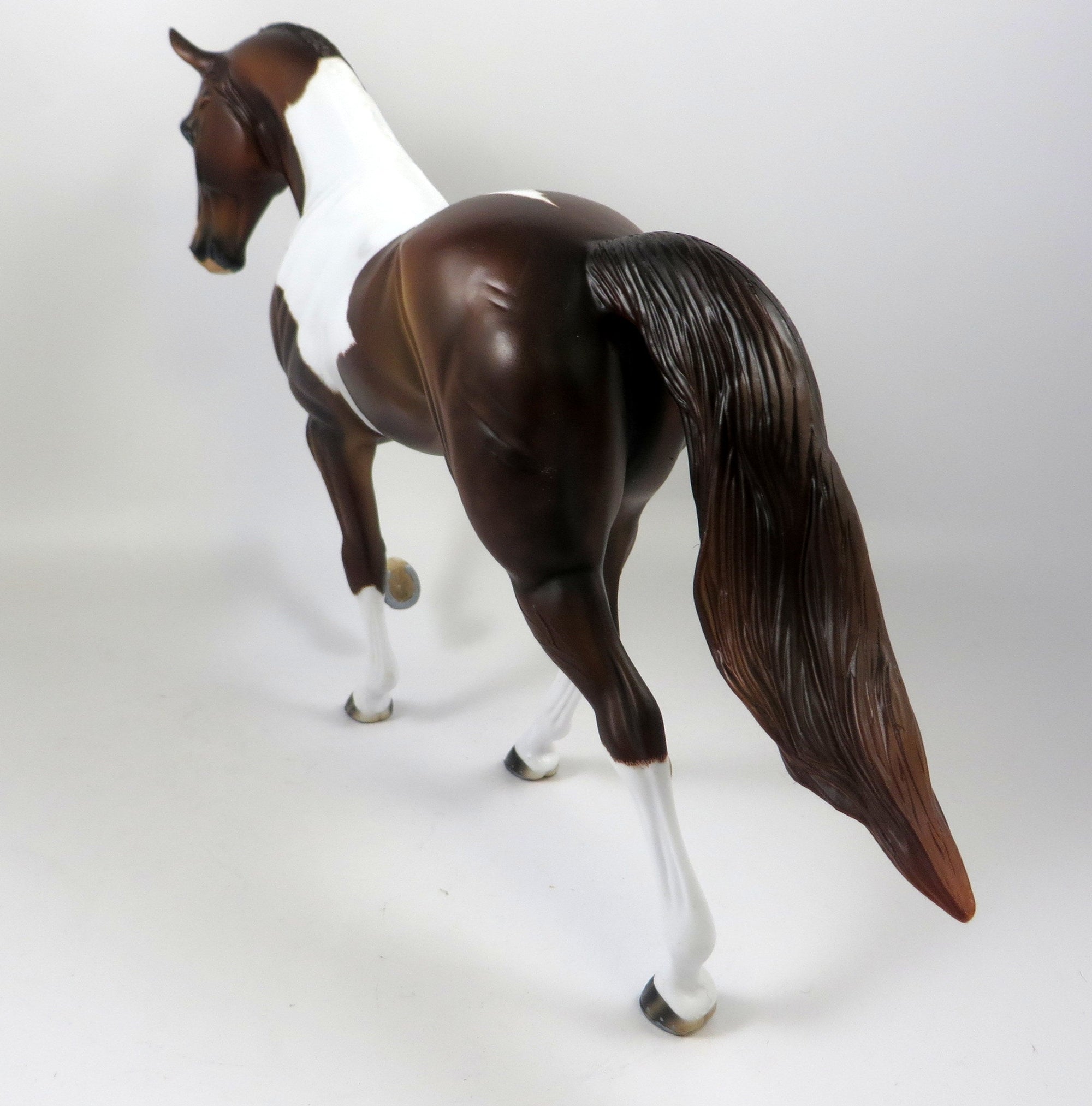 SINCE YOU&#39;VE BEEN GONE-OOAK ETCHED CHESTNUT PINTO TENNESSEE WALKER MODEL HORSE 8/14/19