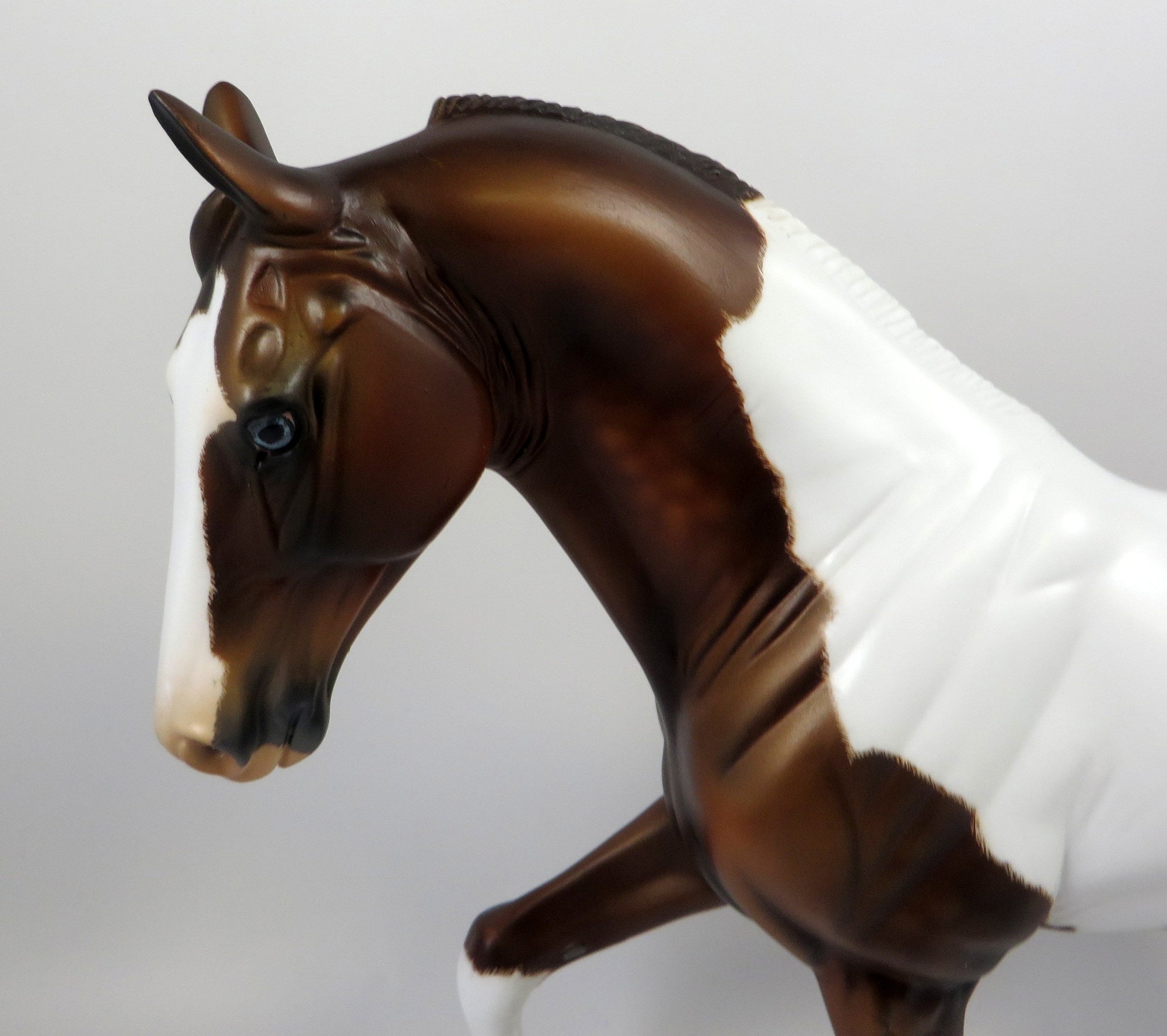 SINCE YOU&#39;VE BEEN GONE-OOAK ETCHED CHESTNUT PINTO TENNESSEE WALKER MODEL HORSE 8/14/19