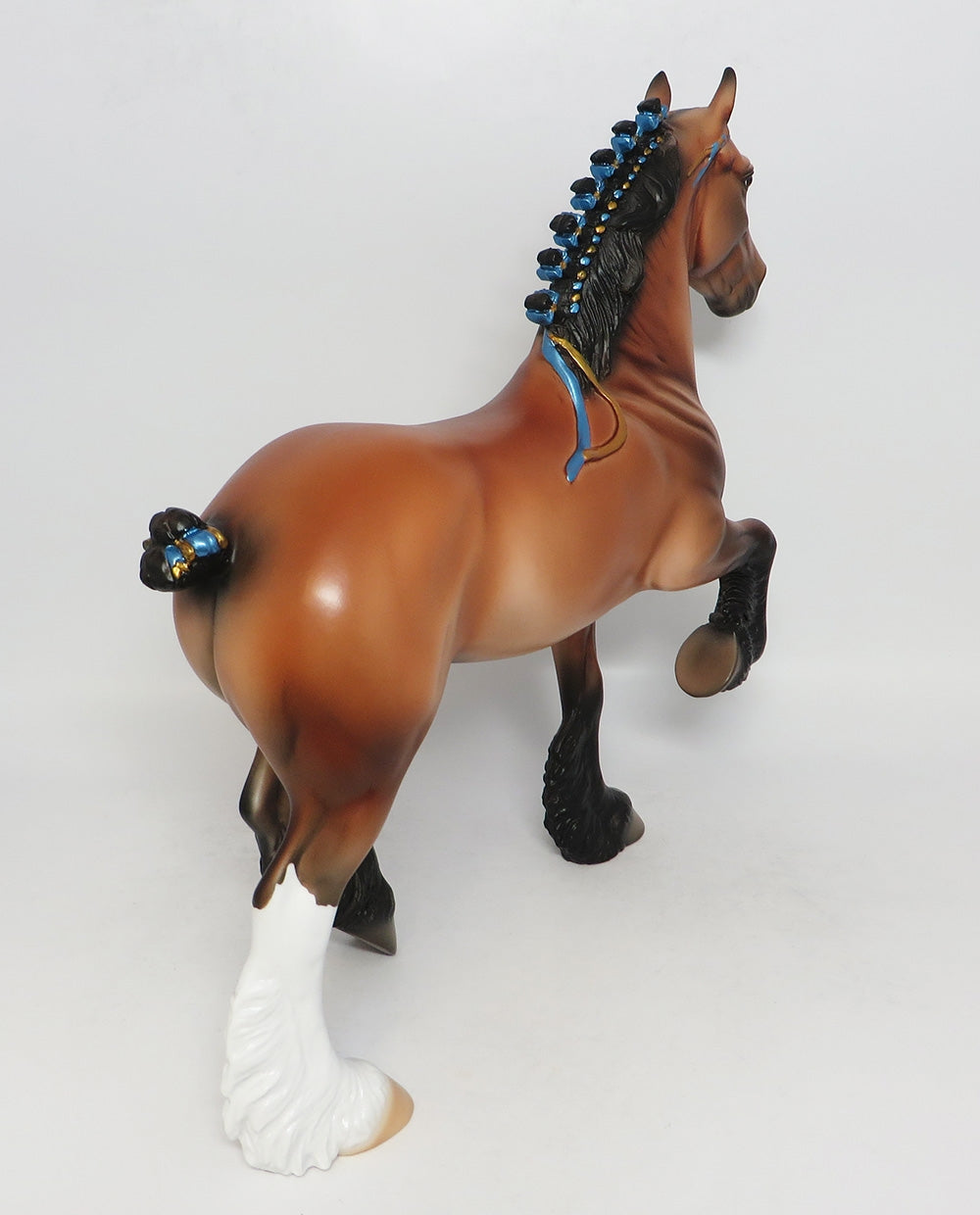 REGAL-OOAK BUCKSKIN WITH BLUE &amp; GOLD RIBBIONS TROTTING DRAFTER BY DAWN QUICK EQ 2018