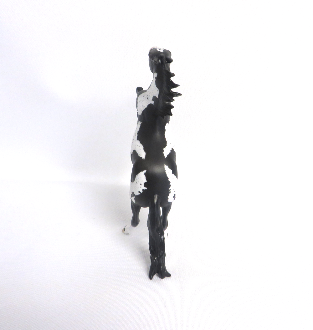 YUMA-LE-30 BLACK OVERO REARING PEBBLE MODEL HORSE BY AUDREY DIXON 3/27/19