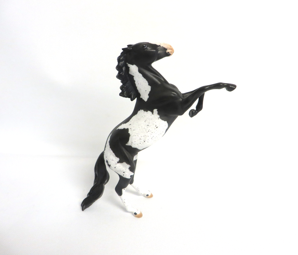 YUMA-LE-30 BLACK OVERO REARING PEBBLE MODEL HORSE BY AUDREY DIXON 3/27/19