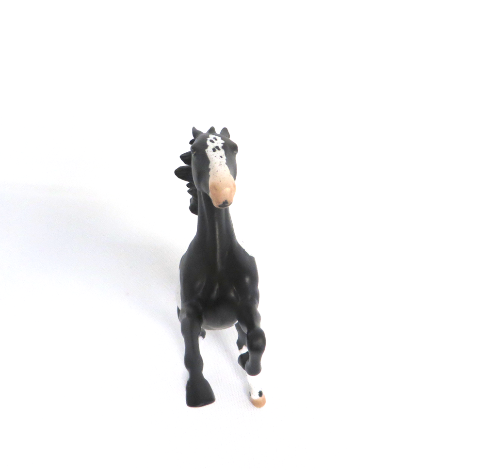 YUMA-LE-30 BLACK OVERO REARING PEBBLE MODEL HORSE BY AUDREY DIXON 3/27/19