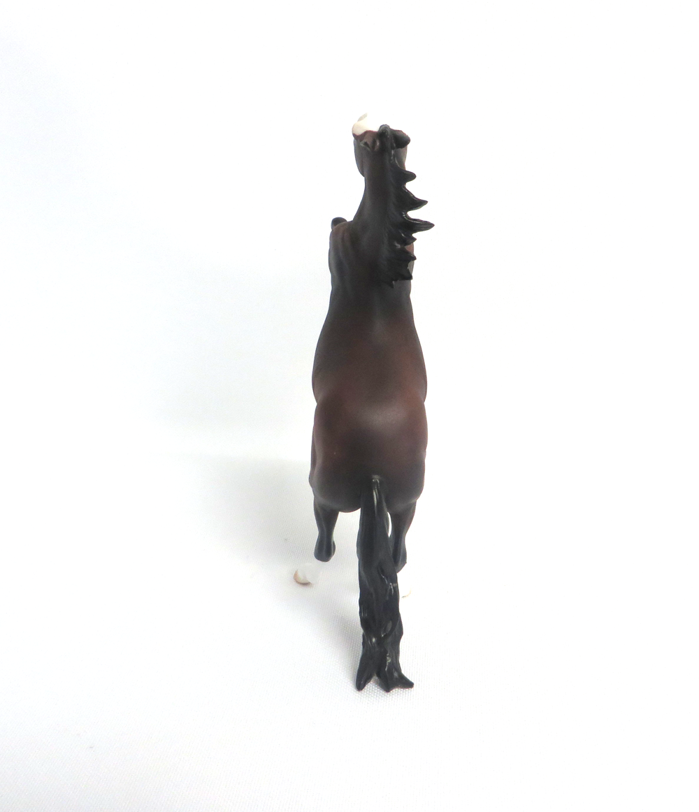 OWHYHEE-OOAK DAPPLE BAY OVERO REARING PEBBLE MODEL HORSE BY AUDREY DIXON 3/27/19