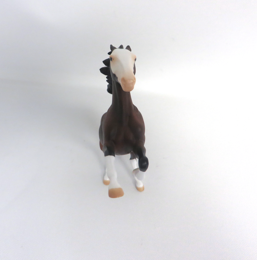 OWHYHEE-OOAK DAPPLE BAY OVERO REARING PEBBLE MODEL HORSE BY AUDREY DIXON 3/27/19