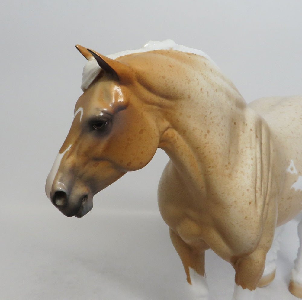 KEYHOLE-OOAK PALOMINO ROAN PINTO HEAVY DRAFT MARE MODEL HORSE 7/23/18