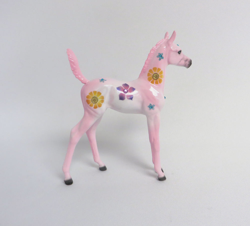 CROCUS-OOAK PINK FLORAL DECO ARABIAN FOAL MODEL HORSE 3/29/19
