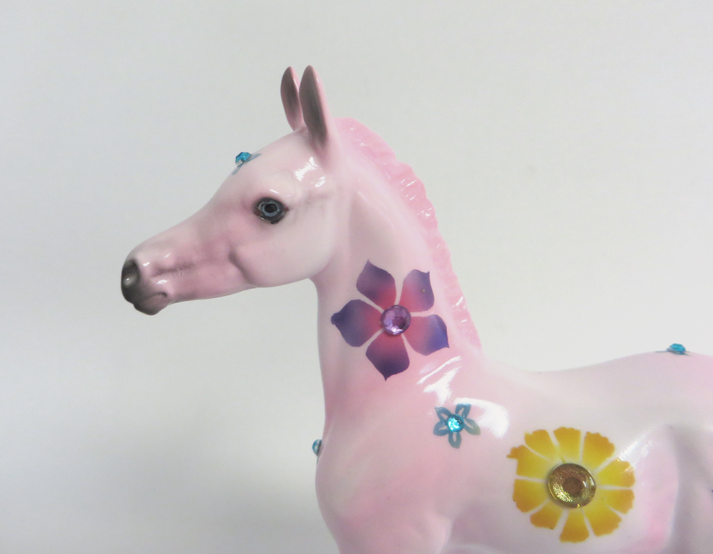 CROCUS-OOAK PINK FLORAL DECO ARABIAN FOAL MODEL HORSE 3/29/19
