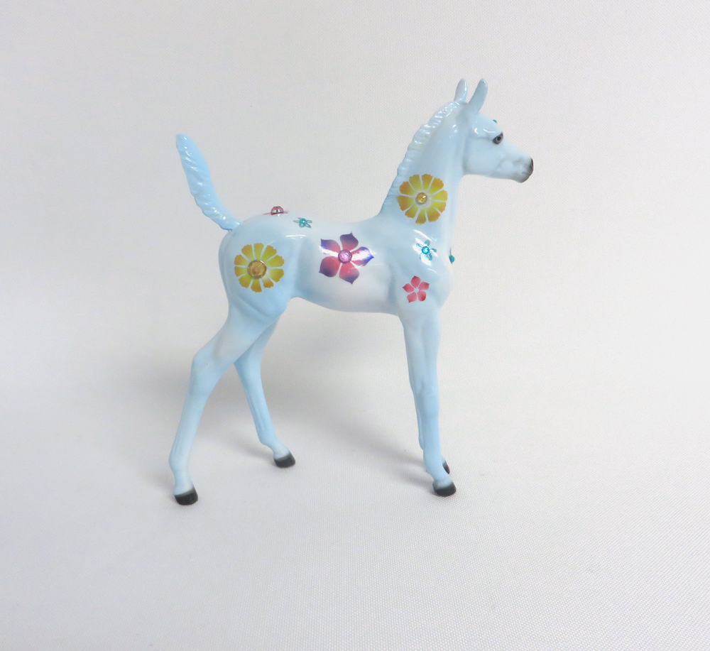 FORGET ME KNOT-OOAK BLUE FLORAL DECO ARABIAN FOAL MODEL HORSE 3/29/19