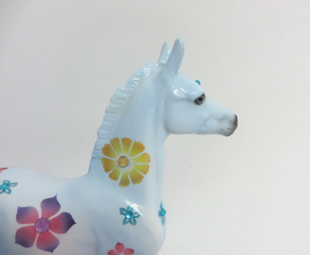 FORGET ME KNOT-OOAK BLUE FLORAL DECO ARABIAN FOAL MODEL HORSE 3/29/19