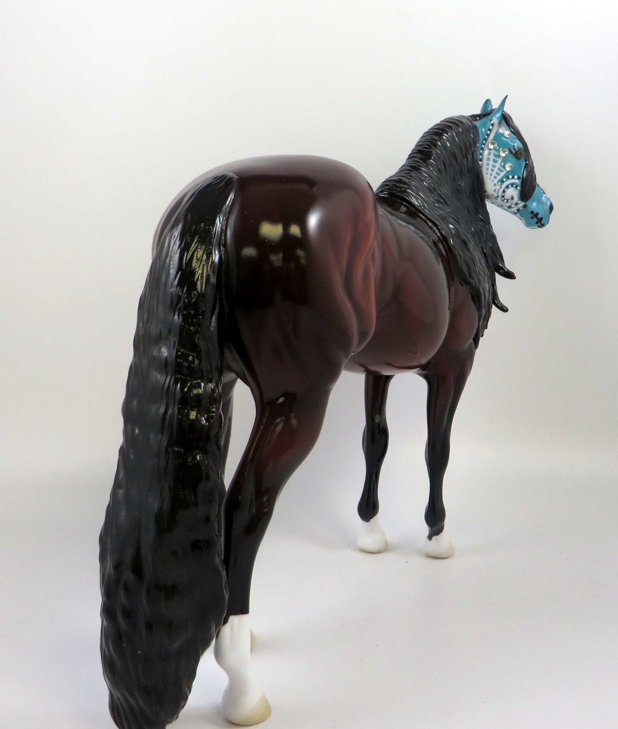 AZUCAR-OOAK-BAY DECORATOR SUGAR SKULL ISH MODEL HORSE BY DAWN QUICK 8/23/19