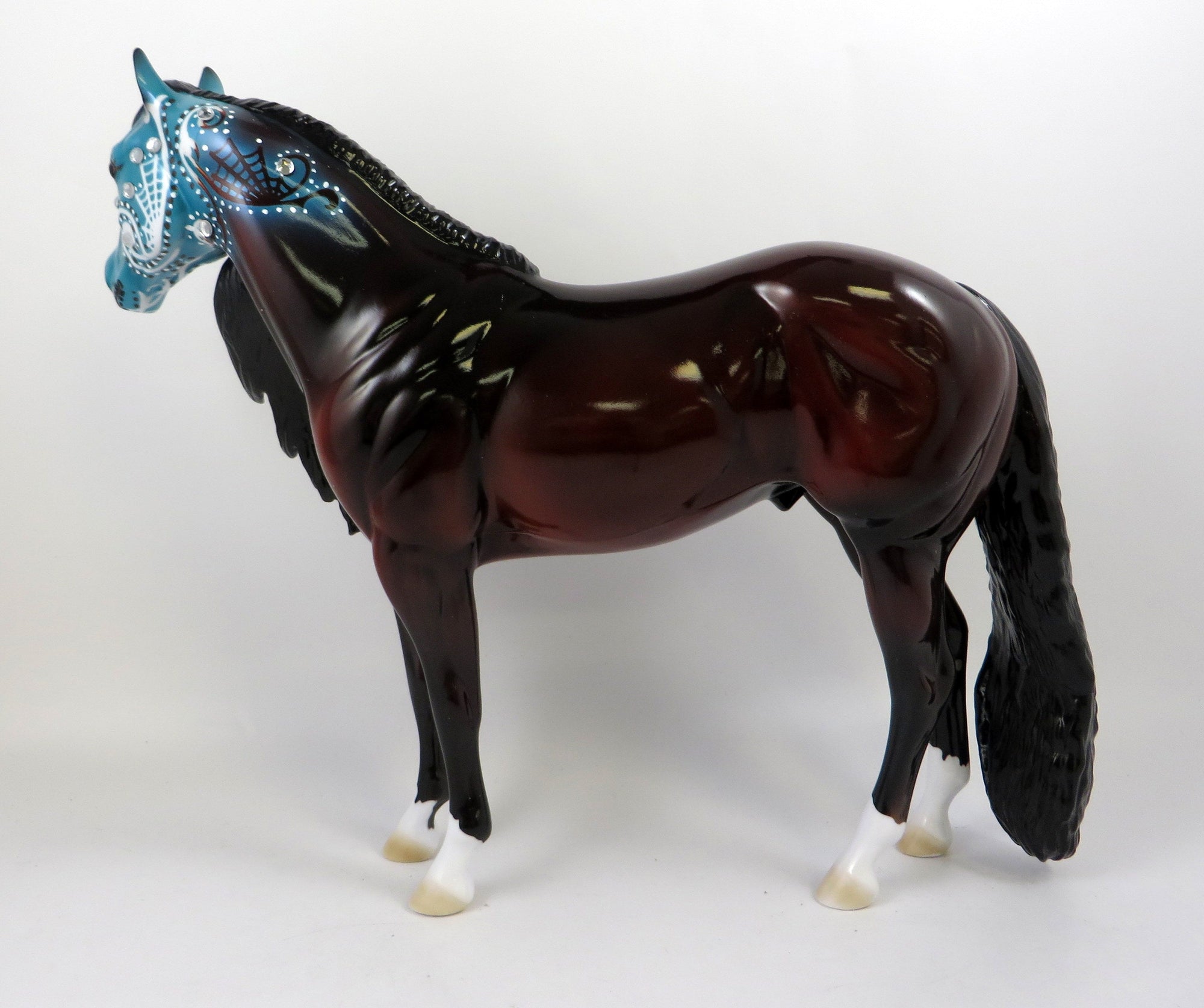 AZUCAR-OOAK-BAY DECORATOR SUGAR SKULL ISH MODEL HORSE BY DAWN QUICK 8/23/19